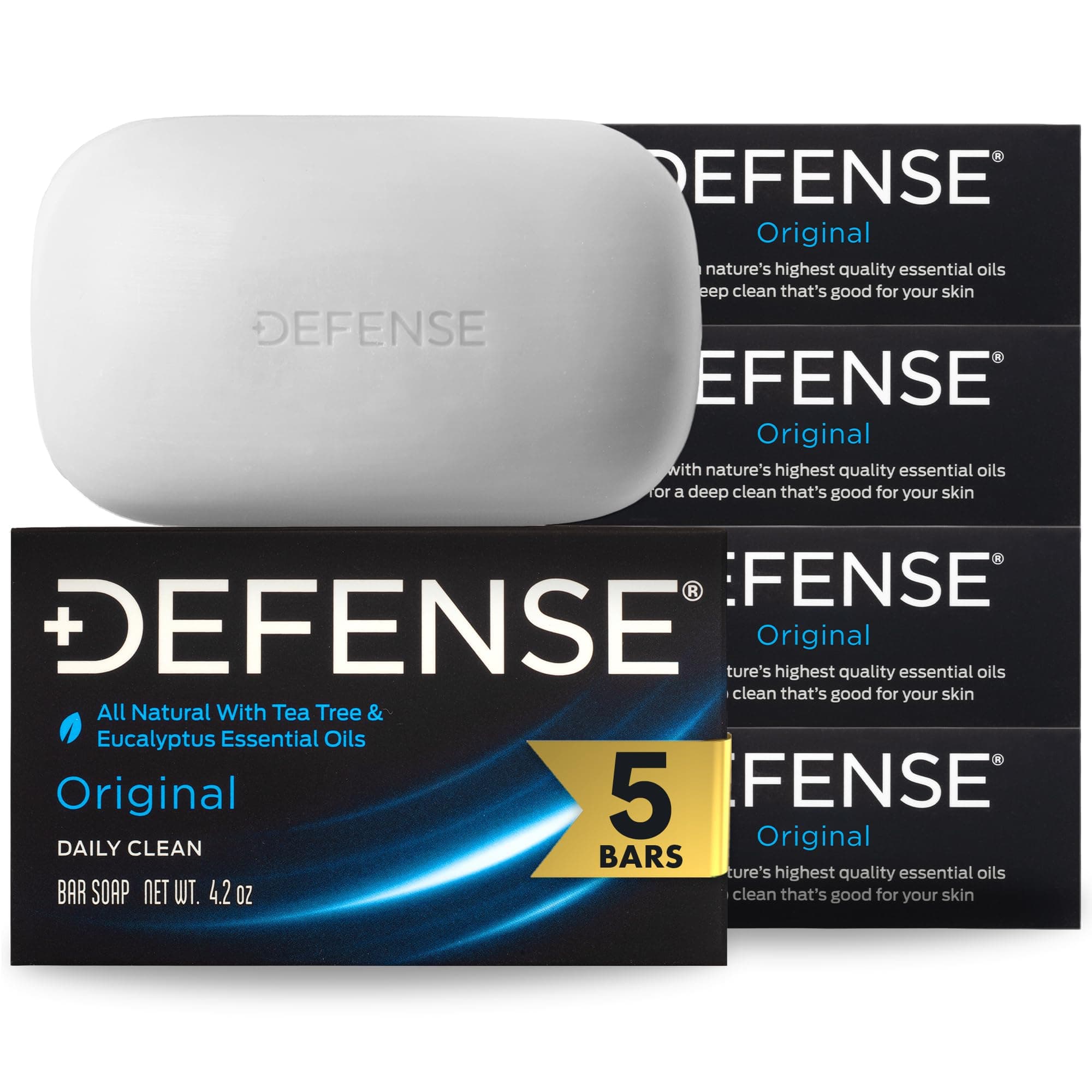 Defense Soap 5pk All Natural Tea Tree Bar Soap for Men | Made by Wrestlers with Tea Tree Oil & Eucalyptus Oil to Promote Healthy Skin