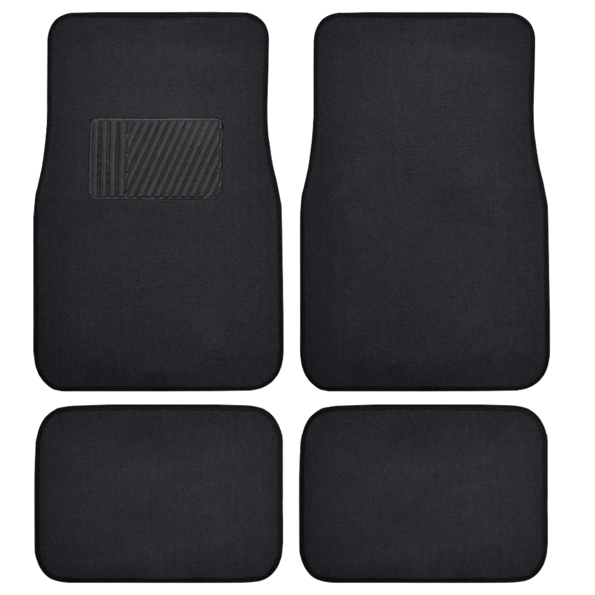 BDK Classic Carpet Floor Mats for Car & Auto - Universal Fit -Front & Rear with Heelpad (Black) - 45142