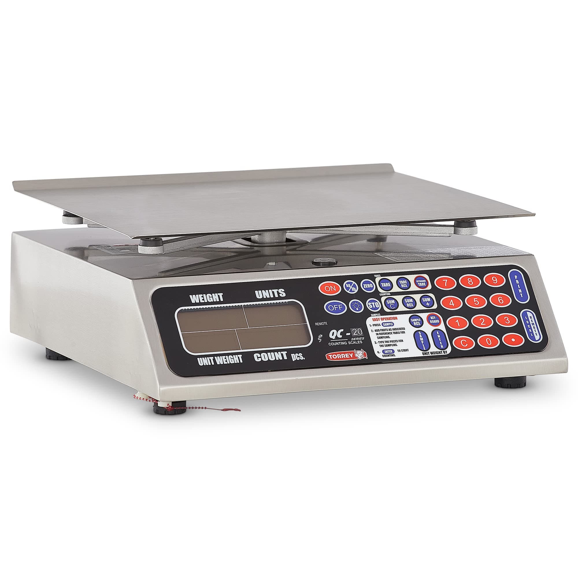 TORREYQC 20/40 Electronic Tabletop with LCD Display and Backlight, 40 lb, 50 Tare Weight Memories