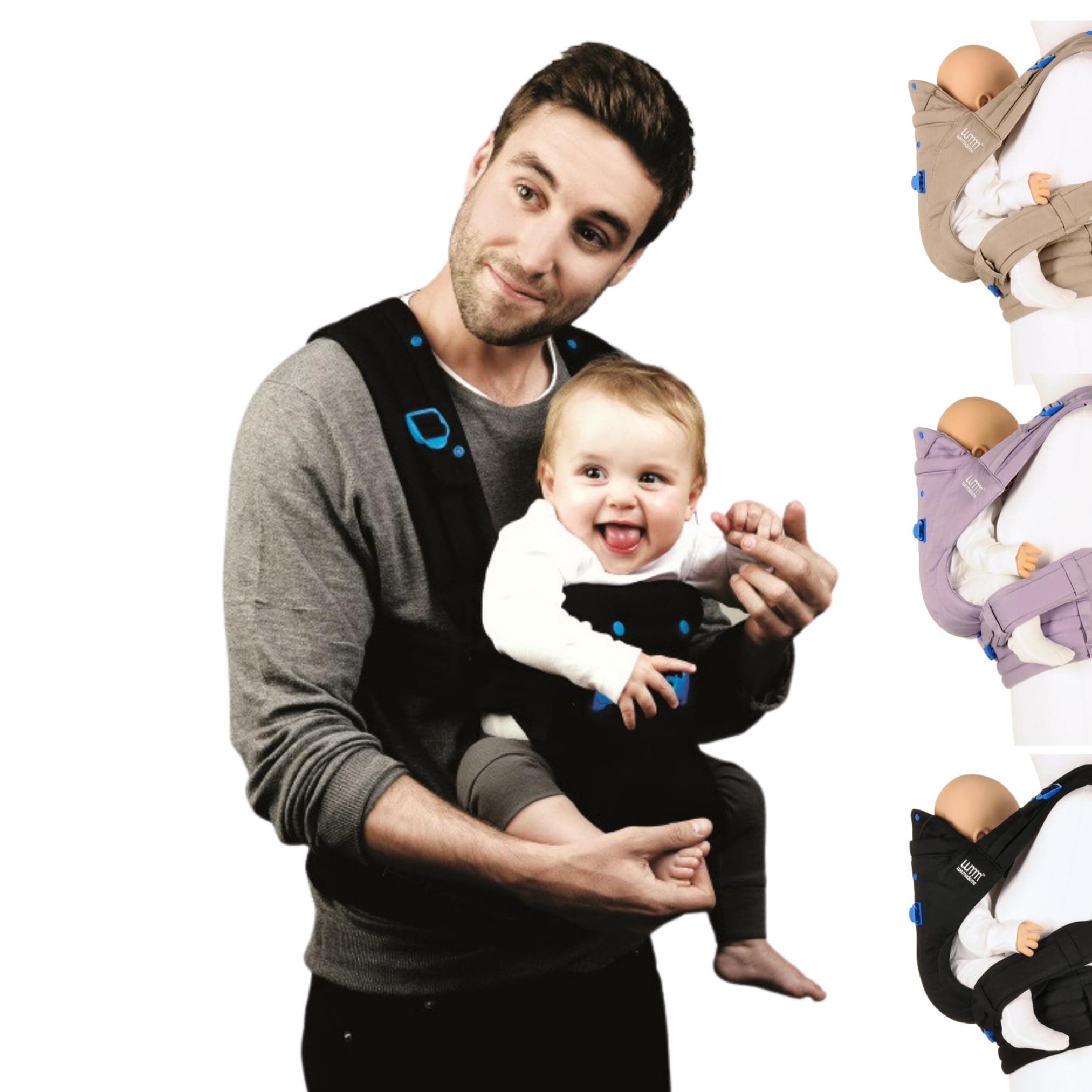 We Made Me Pao Papoose 3-in-1 Front and Back Baby Carrier (Midnight Black)