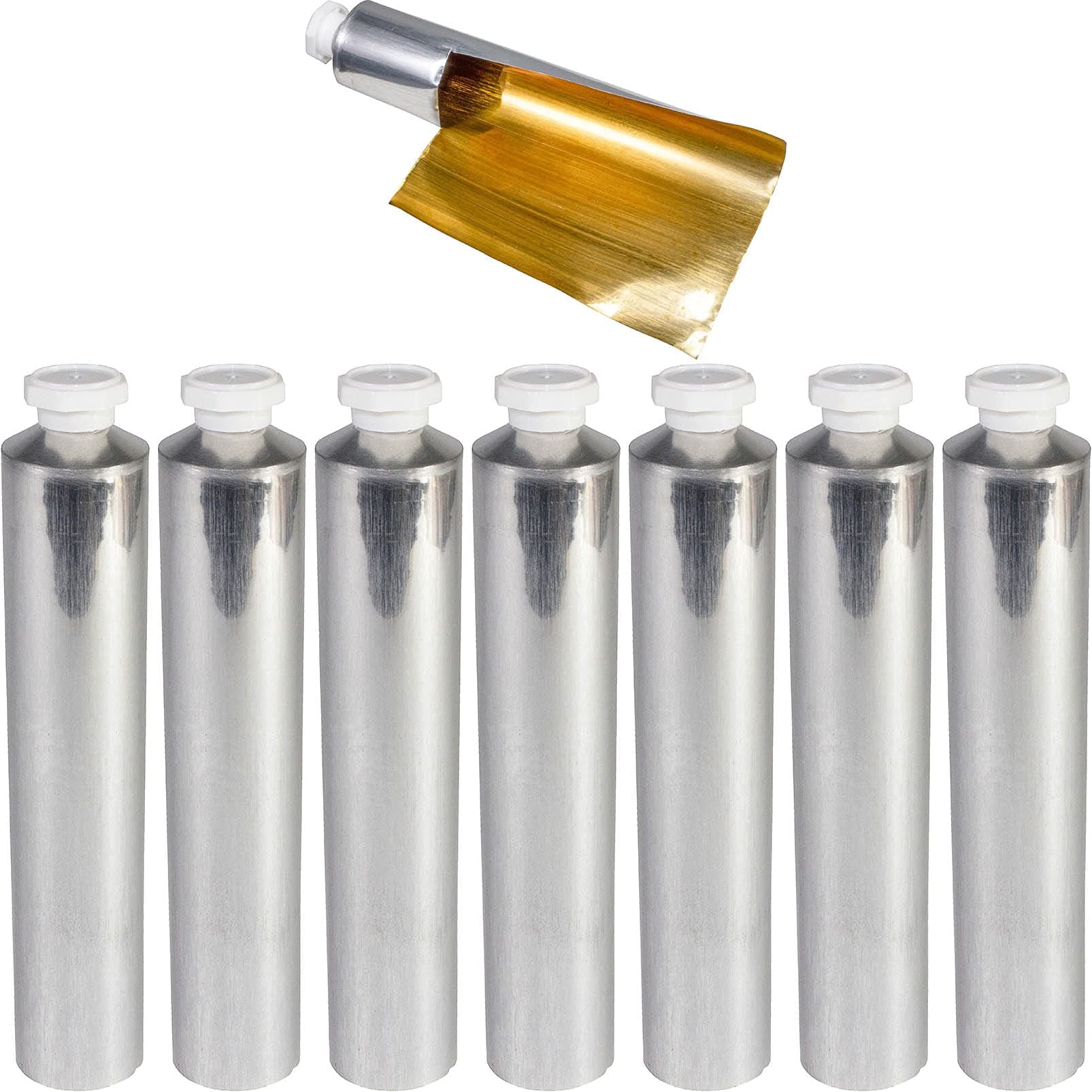 Empty Aluminum Paint Tubes for Making Paint and Store Remaining Paint, with Golden Yellow Epoxy Resin Coating, Perfect For Acrylics, Gouaches, Watercolors, Oils and any other paint medium