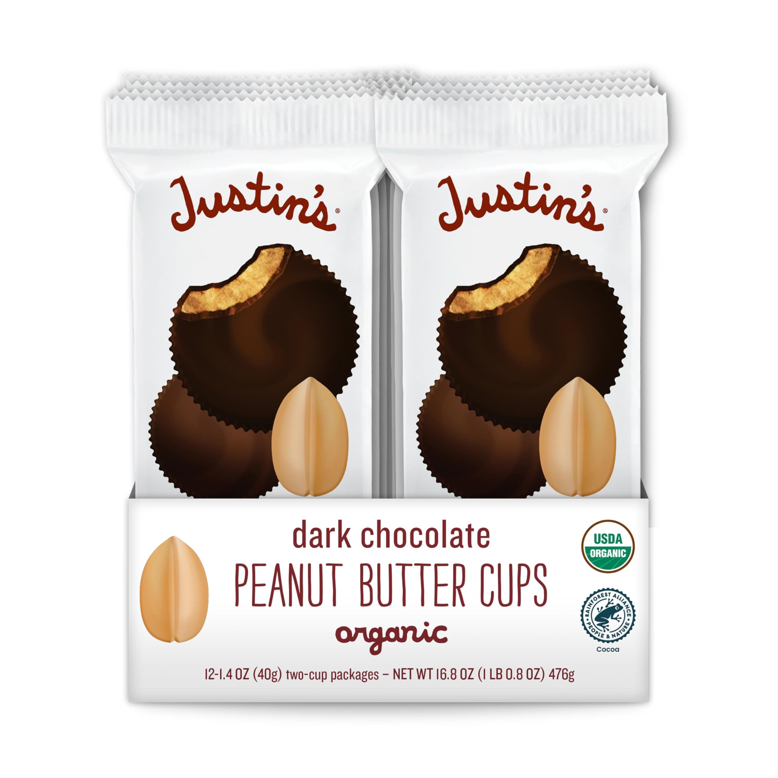 Justin's Dark Chocolate Peanut Butter Cups, 12 Pack