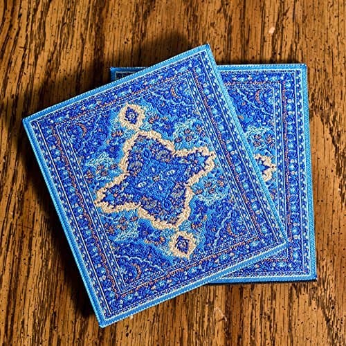 Logos Turkish Rug Coaster Set- Blue ( pack of 2)