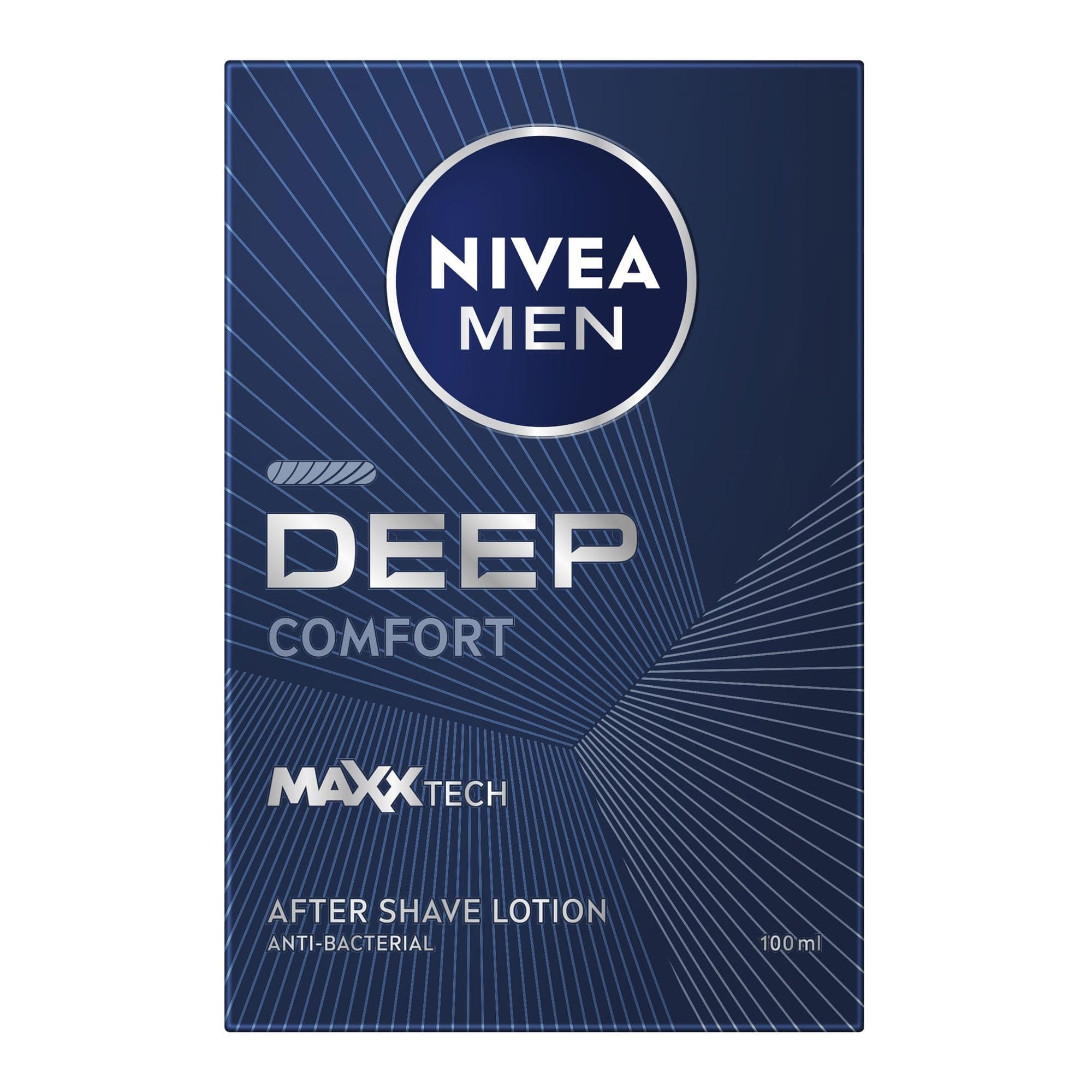 MEN DEEP After Shave Lotion, Antibacterial Formula with Black Carbon & Woody Scent, Post-Shave Skin Protection, 100ml