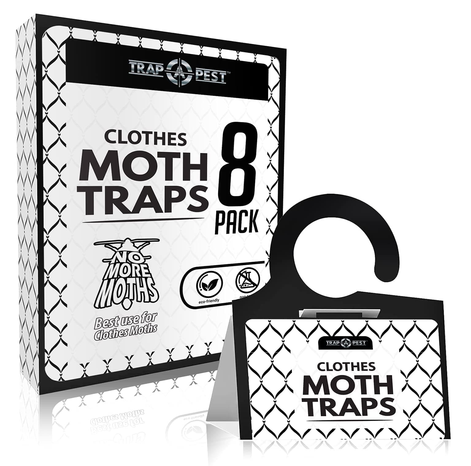 Clothing Moth Traps - 8 Pack - Non Toxic Moth Traps for Clothes with Pheromone Attractant - Odorless Sticky Traps for Closet, Carpets