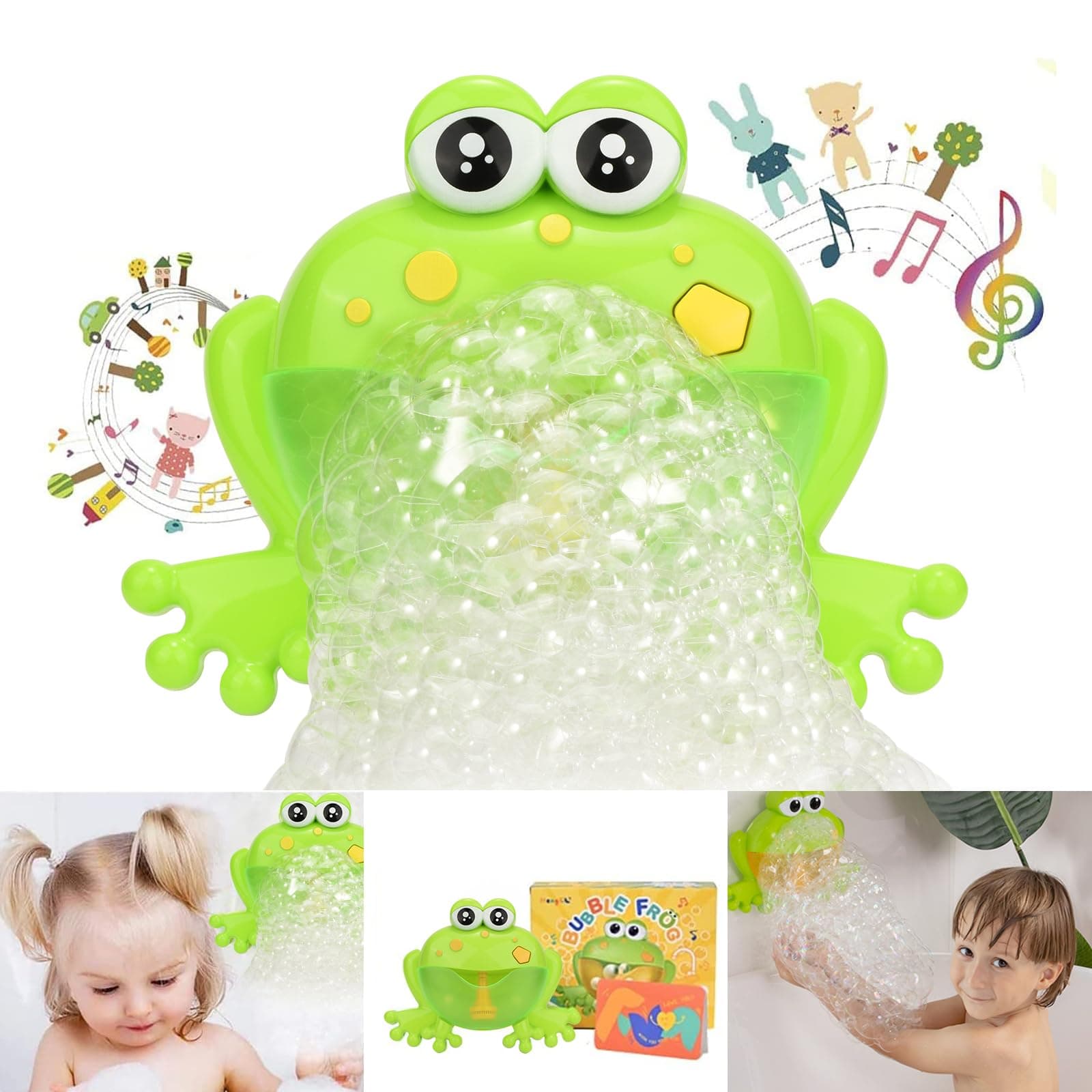 Light Up Baby Bath Bubble Toys,Tub Big Frog Automatic Bubble Maker Blower with 24 Music Baby Fun Shower Toys , for Boys, Girls
