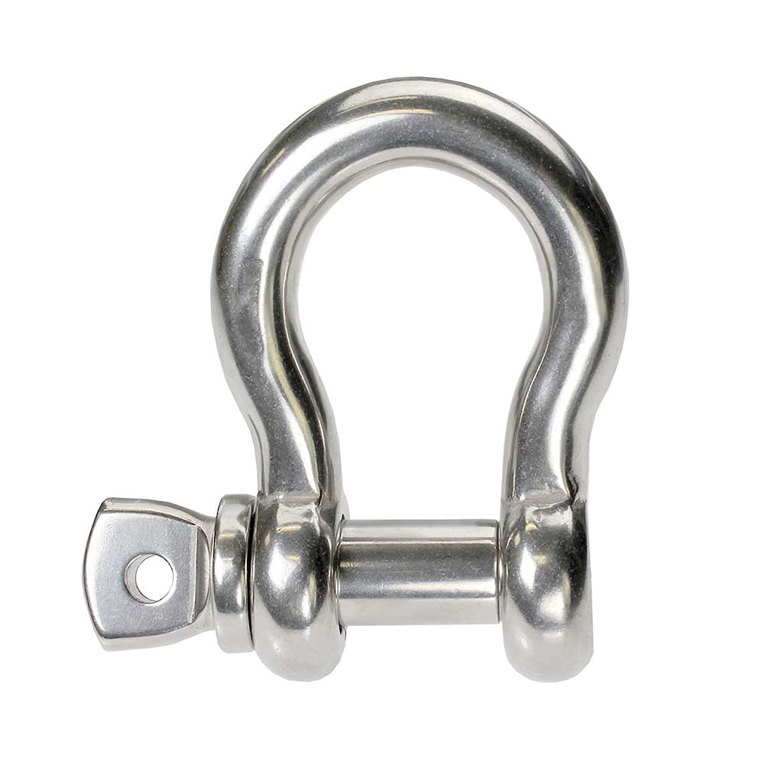 US Cargo Control 1/2 Inch Stainless Steel Type 316 Screw Pin Anchor Shackle - Each with a 1.5 Ton Capacity