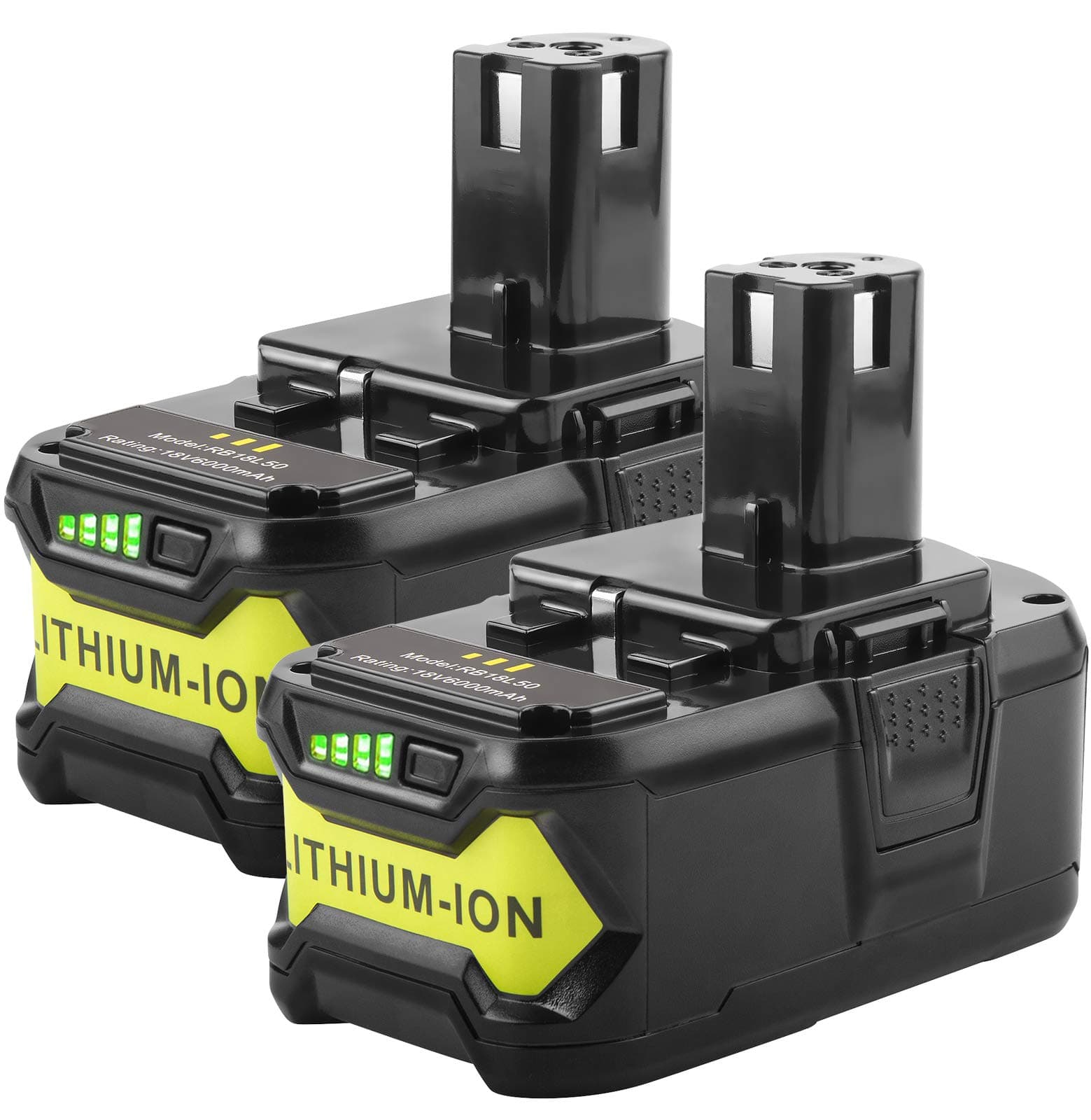 TREE.NB - 18V 6.0Ah Li-ion Battery for RYOBI One+ RB18L25 RB18L50 P108 P107 P104 P780 (2 Pack)