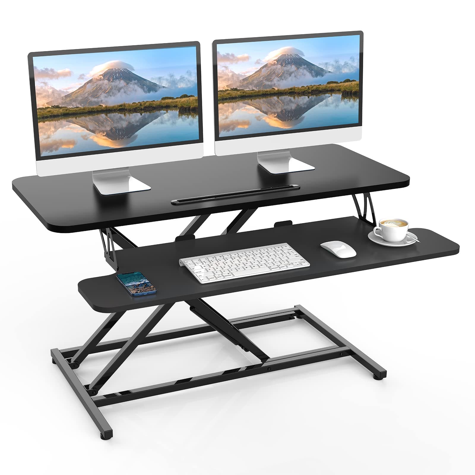 Standing Desk Converter, 36"/91cm Wide Height Adjustable Quick Sit to Stand Up Desk Riser for Dual Monitor