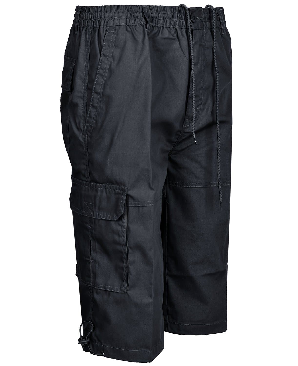 Mens Cargo Combat Shorts 3/4 Length With Multi Pockets Elasticated Waist Small To 3XL 3 Quarter Shorts