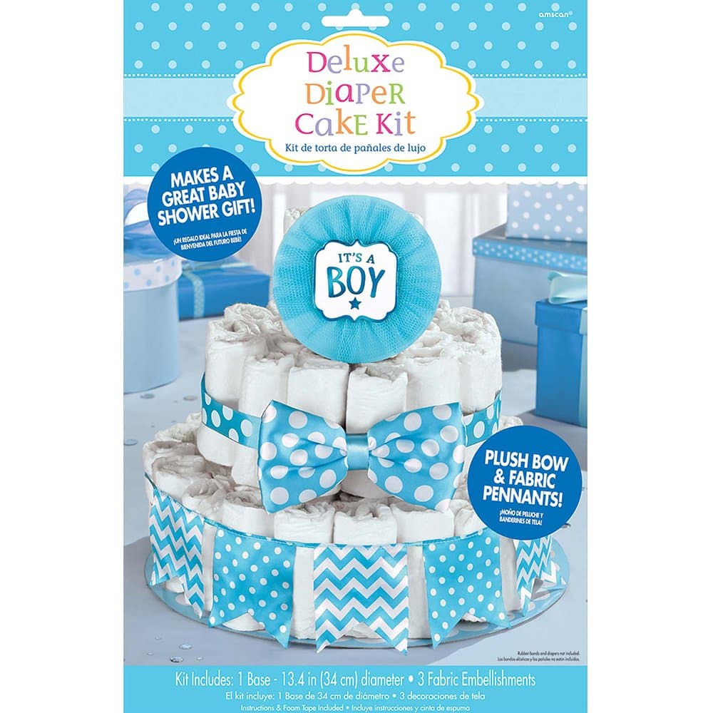 amscan It's a Boy Deluxe Diaper Cake Decor Kit | Baby Shower,Multicolor,13 1/4"Dia