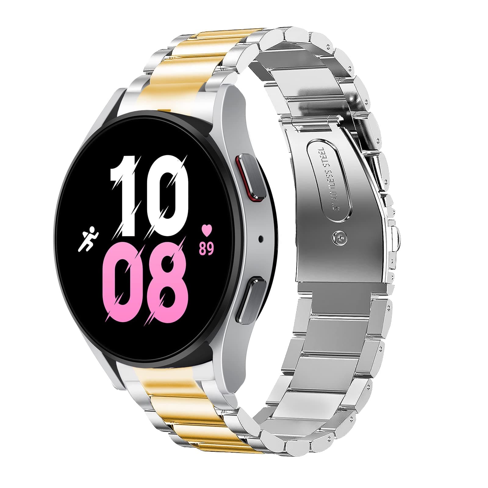 No Gaps Bands Compatible with Samsung Galaxy Watch 7/FE/6/5/4 Band 40mm 44mm, Galaxy Watch 6 Classic 47mm 43mm, Stainless Steel Metal Replacement No Gap Band Women Men Large Small