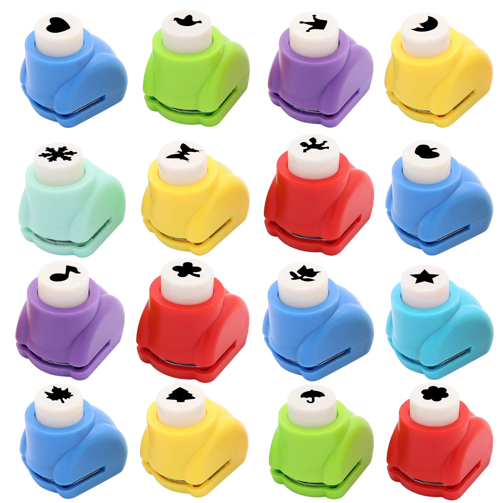 (16 Pcs Mini Shapes) - Punch Craft Set, 16pcs Hole Punch Shapes Hole Punch Shape Scrapbooking Supplies Shapes Hole Punch Great for Crafting