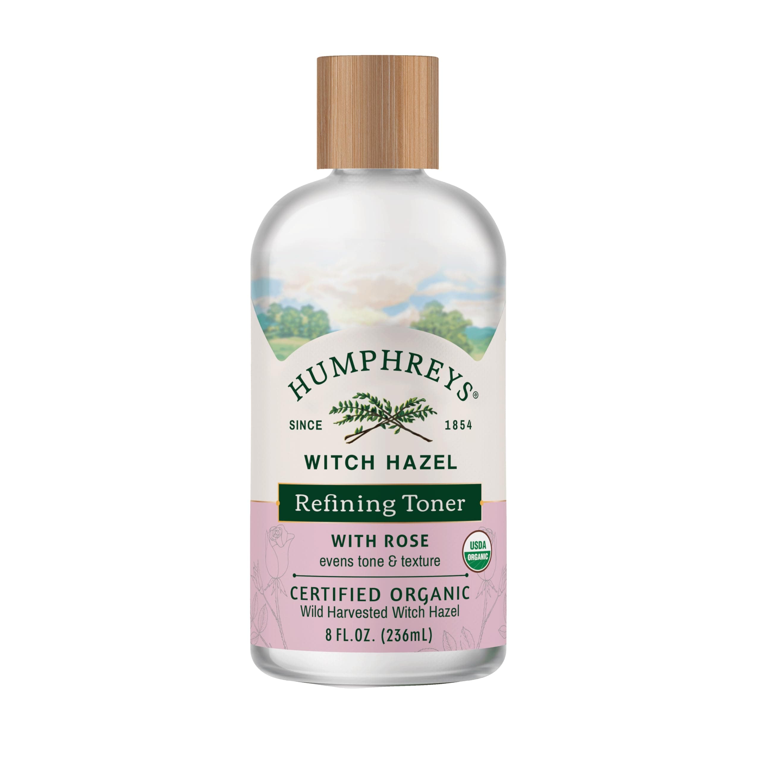Witch Hazel Refining Toner | Wild Harvested Witch Hazel & Rose | USDA Organic | Natural | Soothing & Clarifying | 8 Fl Oz