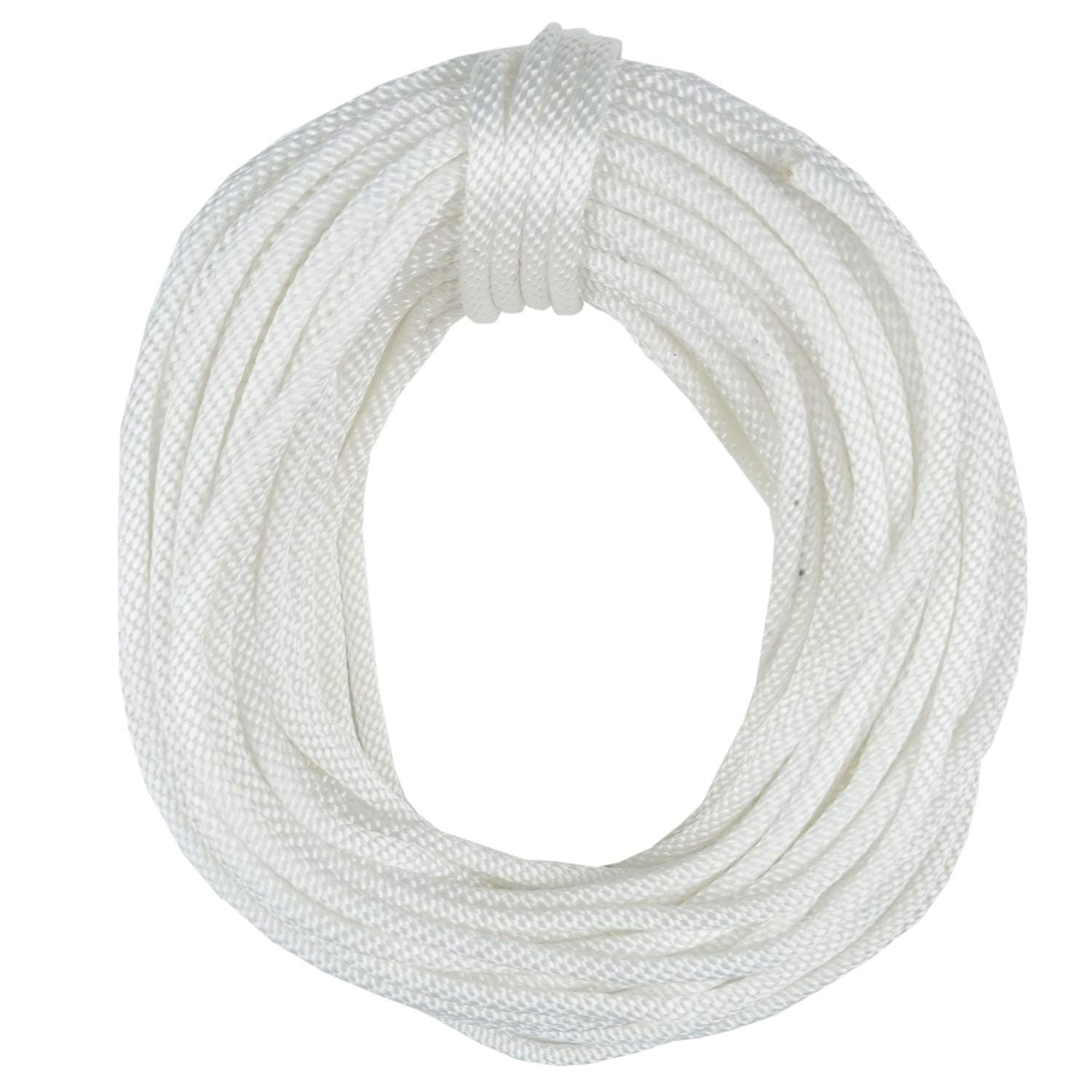 Lomo Multi Purpose Line, 3/16" 4mm x 100ft 30m Solid Braid Nylon Rope - White