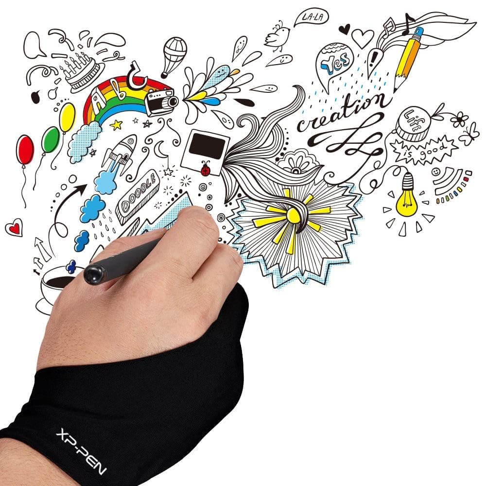 XP-PEN Tablet Glove Two-Finger Glove for Drawing Pen Display Writing Tablet Graphics Pad Painting Monitor (One Size)