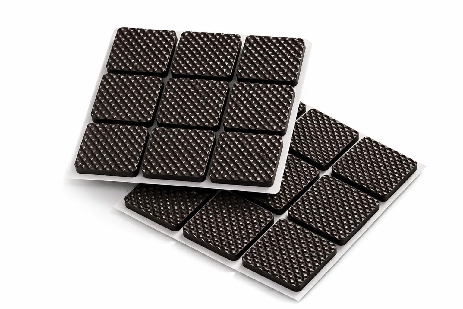 VOLO Silicone Self Adhesive Pads – Non Skid Square Floor Protector for Sofa, Chair, Table & Furniture Legs, Anti Scratch Noise Reduction Bumper for Home & Office (Black, Pack of 18 Pieces)