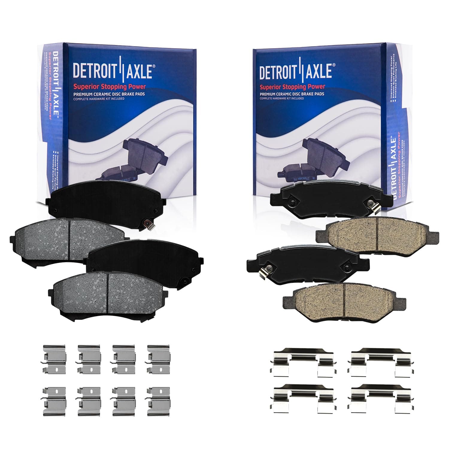 Detroit Axle - Front & Rear Brake Pads for 2008-2014 Cadillac CTS, Ceramic Brake Pads w/Hardware 2008 2009 2010 2011 2012 2013 2014 Replacement