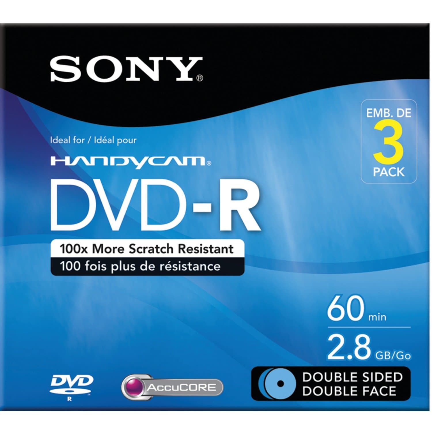 3DMR60DSR1HC 3-Pack 8cm DVD-R Double Sided with Hangtab
