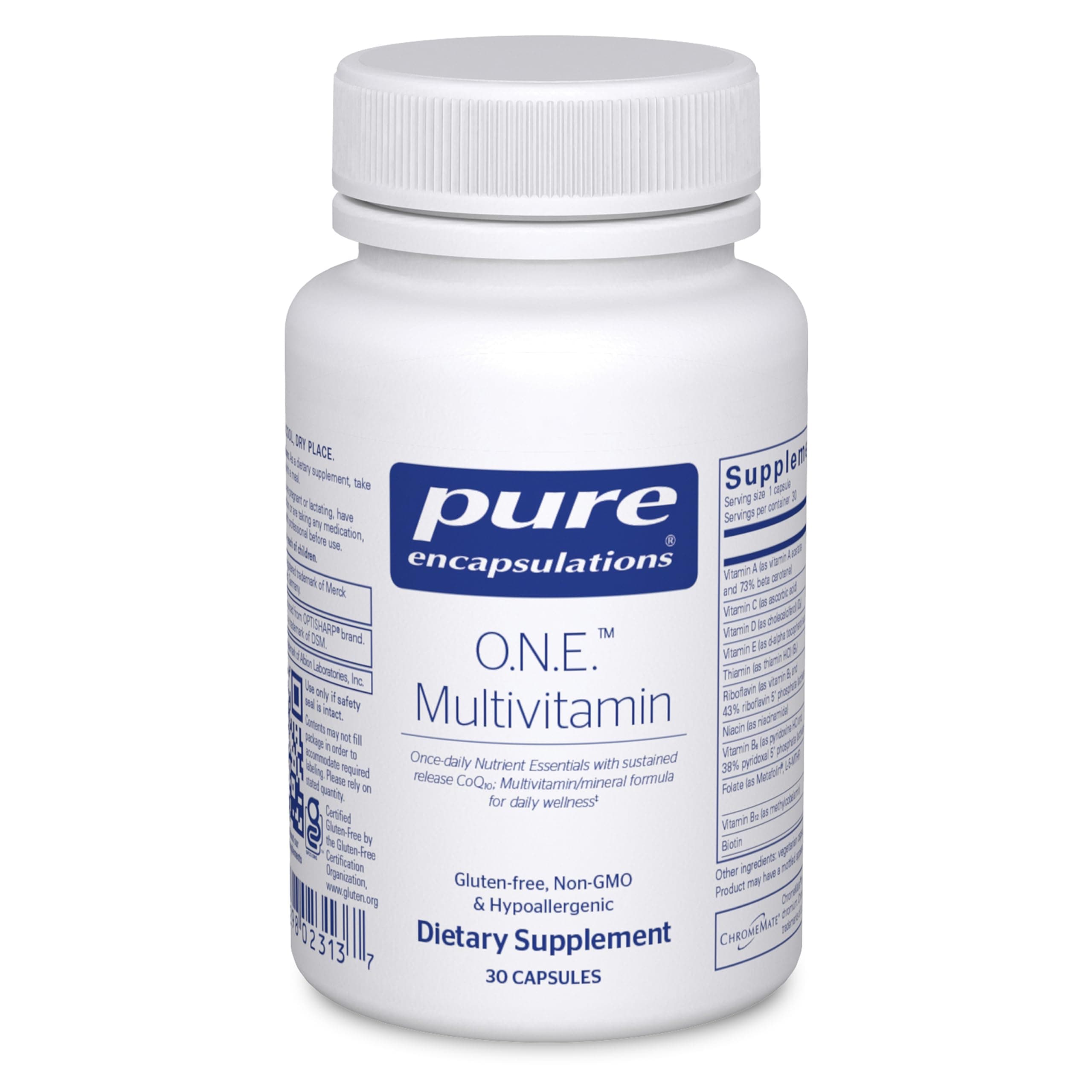 O.N.E. Multivitamin - Once Daily Multivitamin with Antioxidant Complex Metafolin, CoQ10, and Lutein to Support Vision, Cognitive Function, and Cellular Health* - 30 Capsules