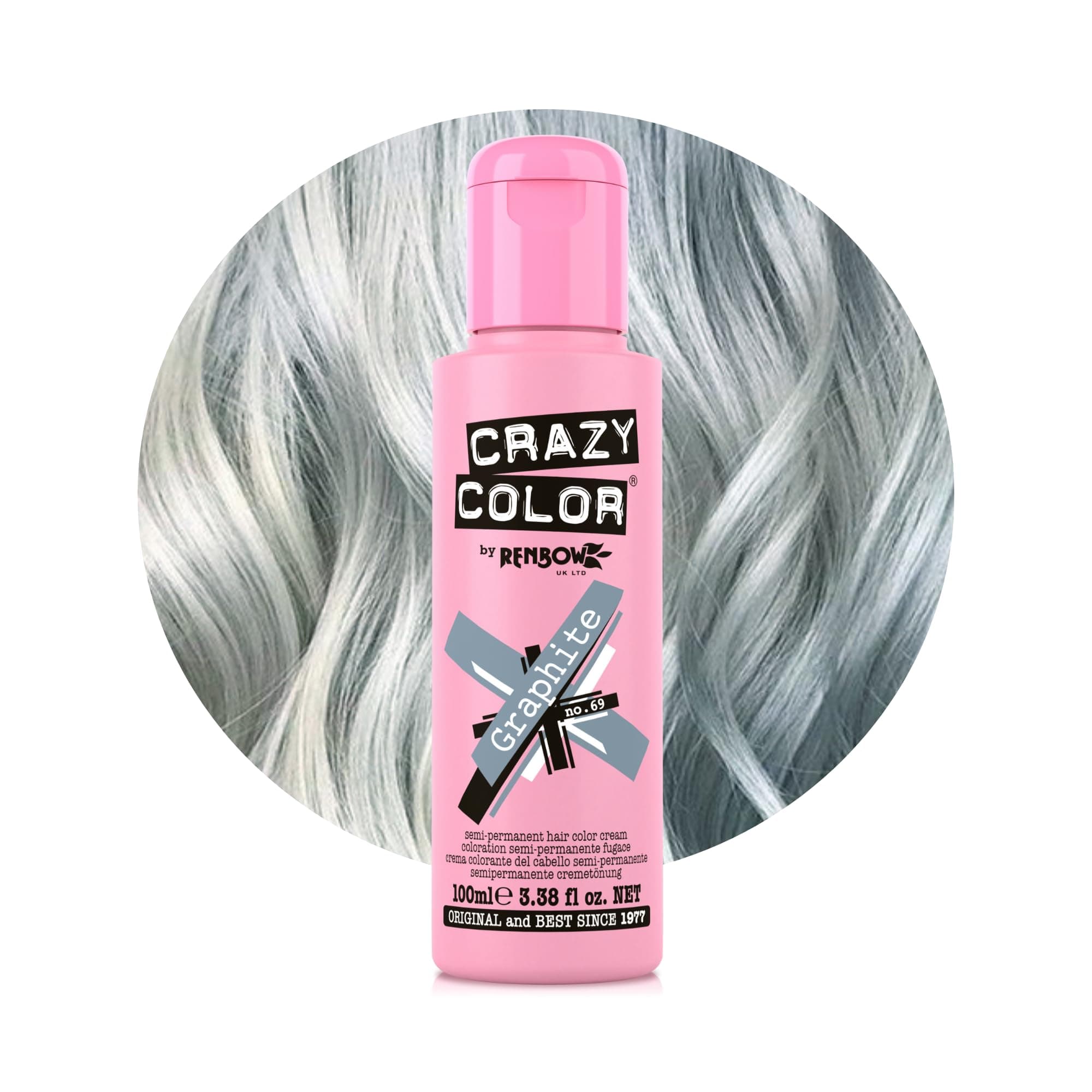 Metallic Graphite Semi-Permanent Hair Dye. Highly Pigmented Silver Toner Conditioning & Oil Nourishing Vegan Formula | No Bleach or Ammonia | 100ml