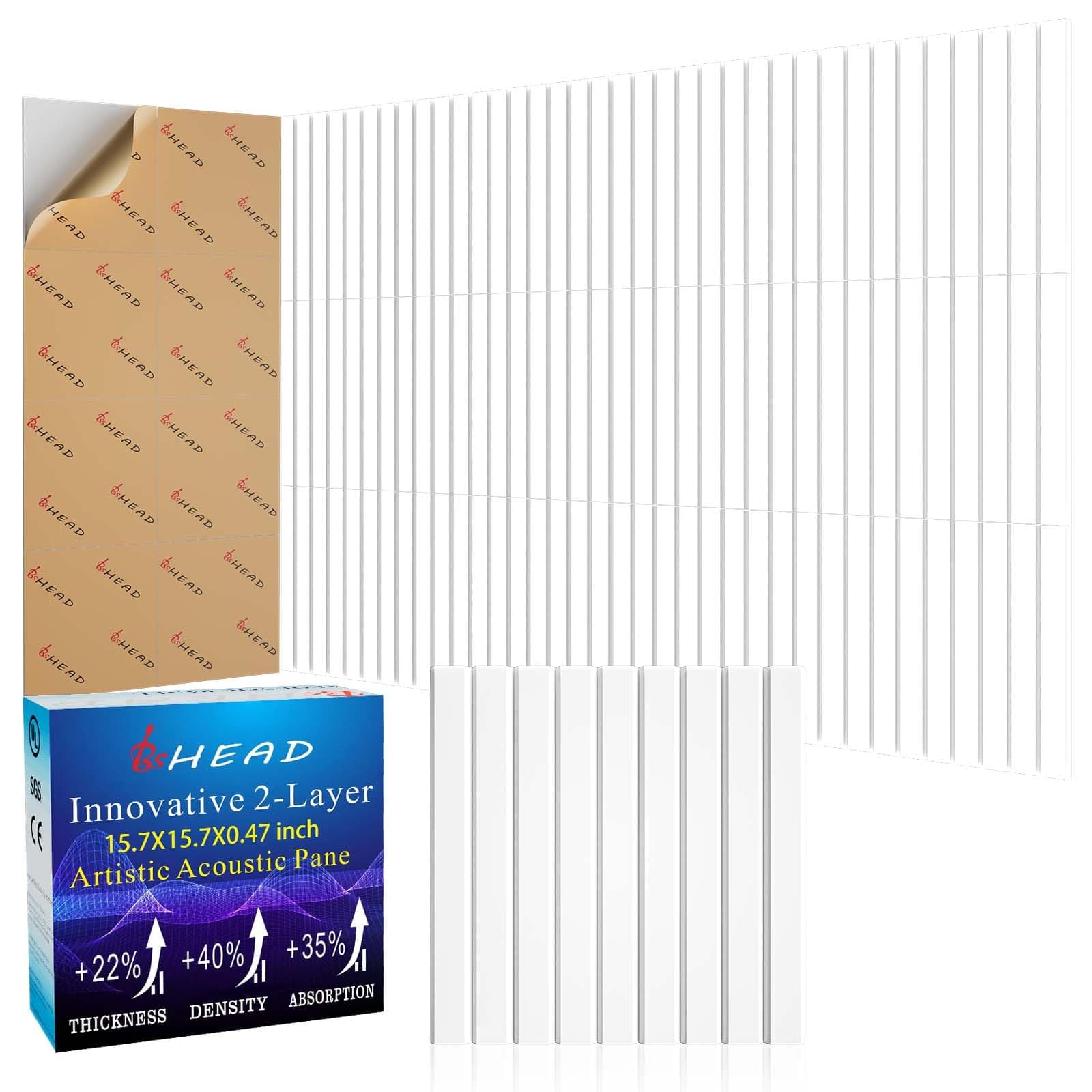 8 Pack Large Soundproof Wall Panels, 15.7 x 15.7 x 0.47 in Sound Proof Foam Panels for Walls, 1.2lb/ft³ High Density, Thicker 0.47in, Acoustic Panels, Sound Dampening Panels White