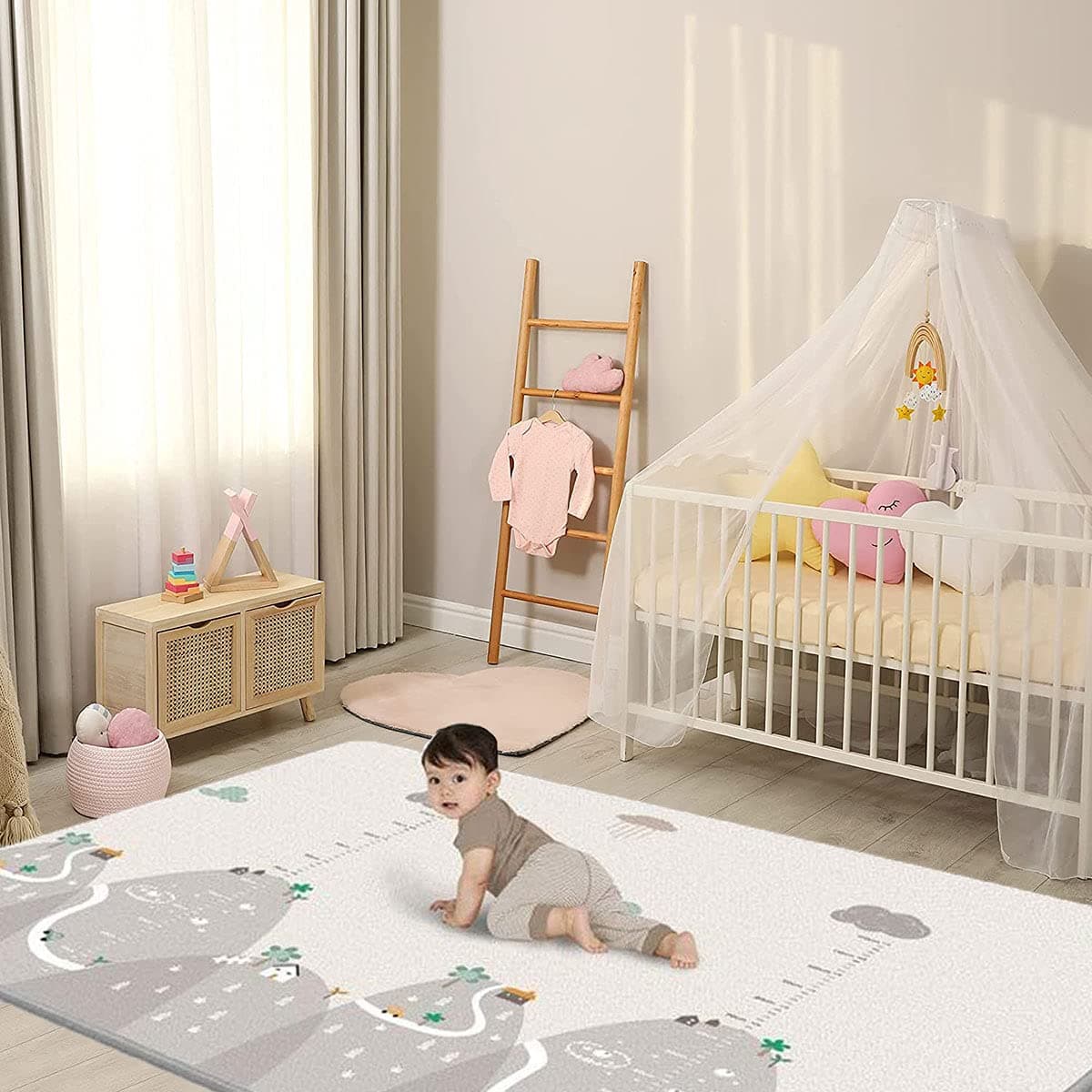 G&W GW Baby Play Mat Large Extra Thick Foldable Silk Low-Density Polyethylene Non-Slip Waterproof For Children Non-Toxic Can Be Used On Both Sides 200 X 180 cm