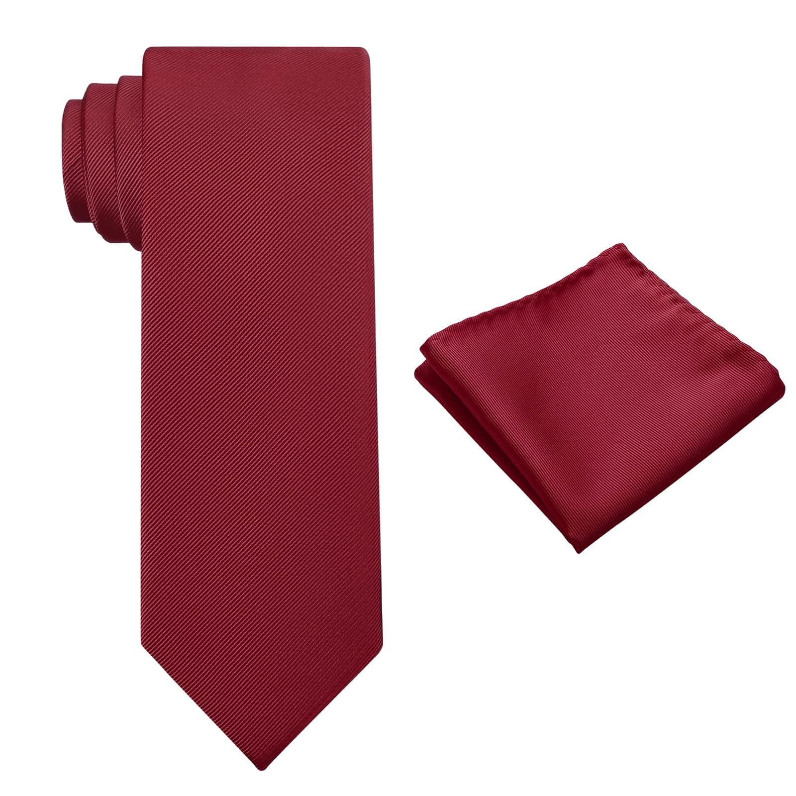 KOOELLE Mens Tie Set Solid Color 3.15" (8CM) Formal Tie and Pocket Square Set For Men