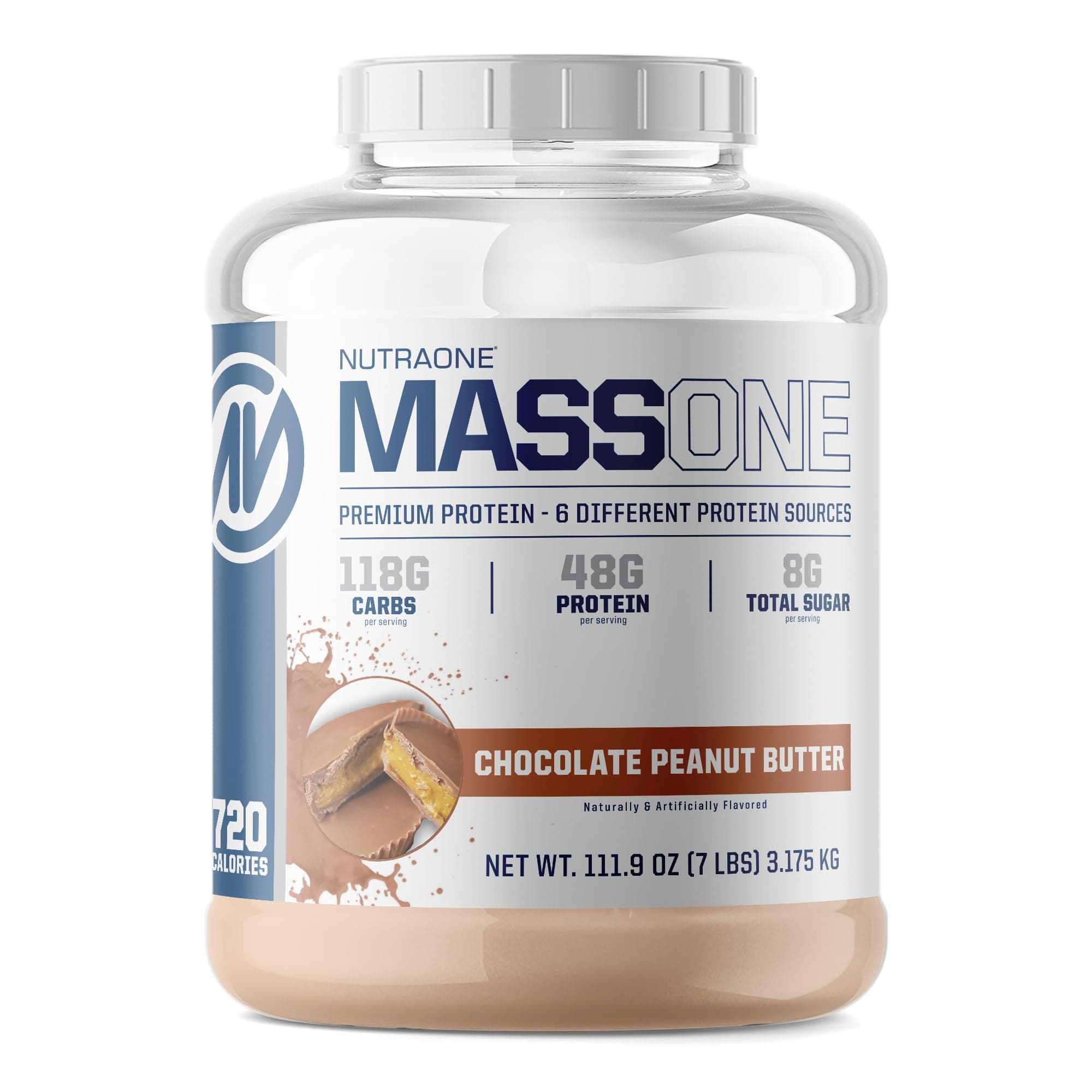 Massone Mass Gainer Protein Powder Gain Mass Protein Meal Replacement (Chocolate Peanut Butter - 7 lbs.)