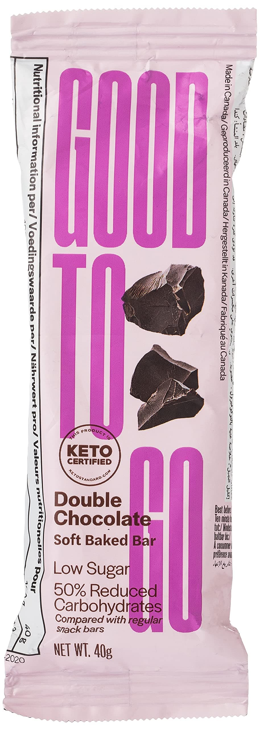 Good To Go Soft Backed Double Chocolate Keto Bar, 40 Gm, Gtg3784