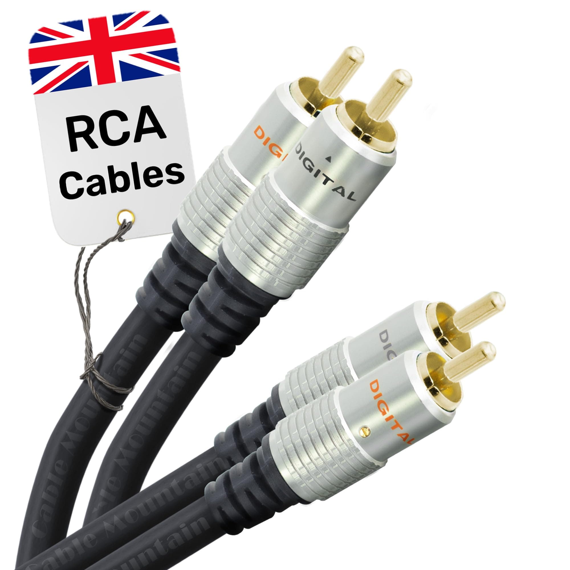 CableMountain 2 RCA to 2 RCA Cable 10m - Gold Plated Male-to-Male Phono to Phono Cable | RCA Audio Cable for Amplifier, Turntable, TV, Home Theater, Speakers and HiFi Systems