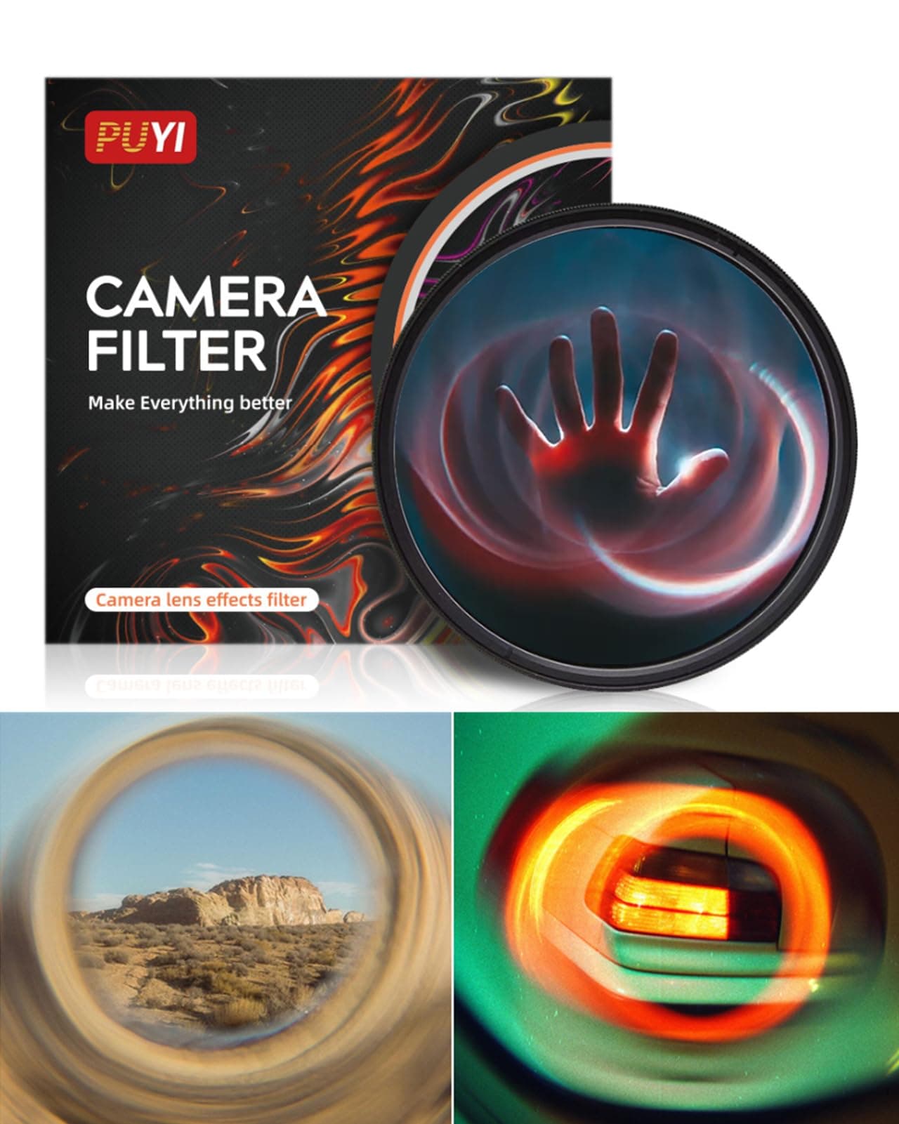 Camera Vortex Effect Filter, 82MM Prism Film Special Effects Glass Lens Photography Accessories for DSLR Cinematice Video and Photo, Filter Pouch Included