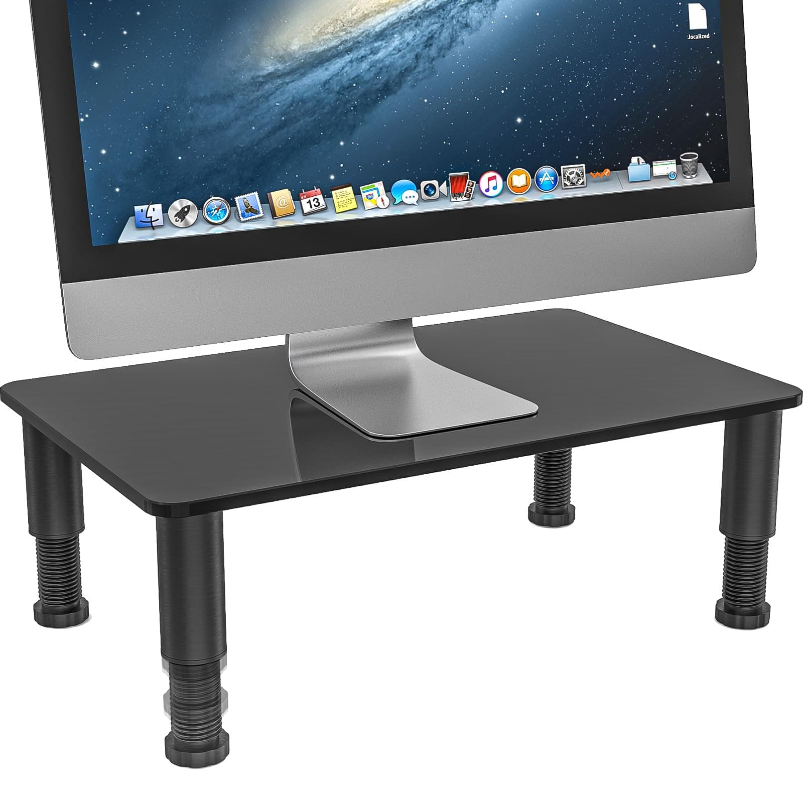 Hemudu Computer Monitor Stand Riser with Height Adjustable Multi Media Desktop Stand for Computers, Laptops & TVs, black HD01B-002P