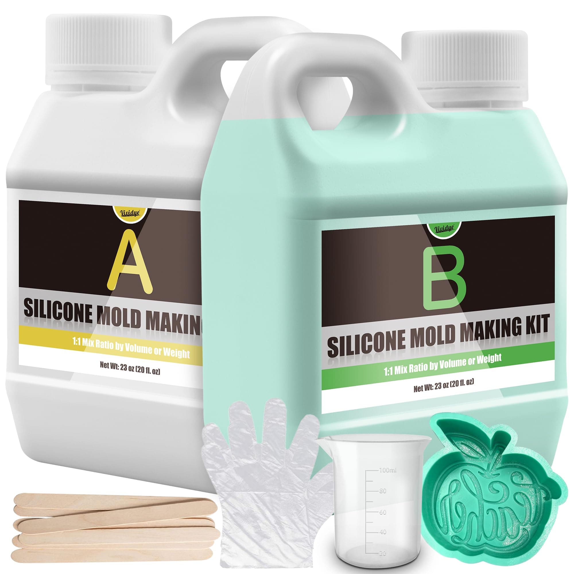 Silicone Moulds Making Kit - 46oz / 1.2L Liquid Silicone Rubber for DIY Mould Making - Elastic 1:1 Mixing Ratio Fast Curing Moulding Silicone for Casting, Resin Moulds, Candle Mould, Soap Mould, Craft