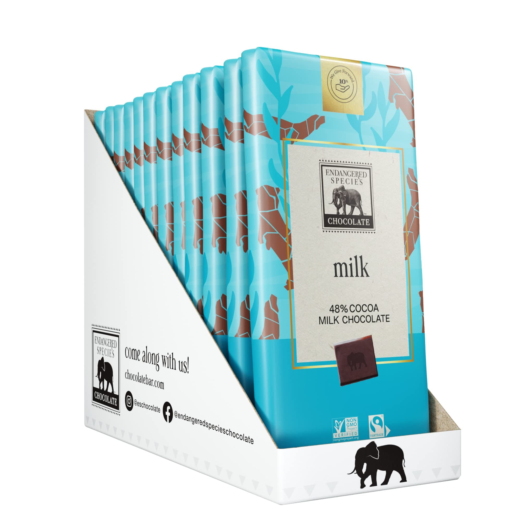 Endangered Species - Milk Chocolate Bars Box 48% Cocoa 12