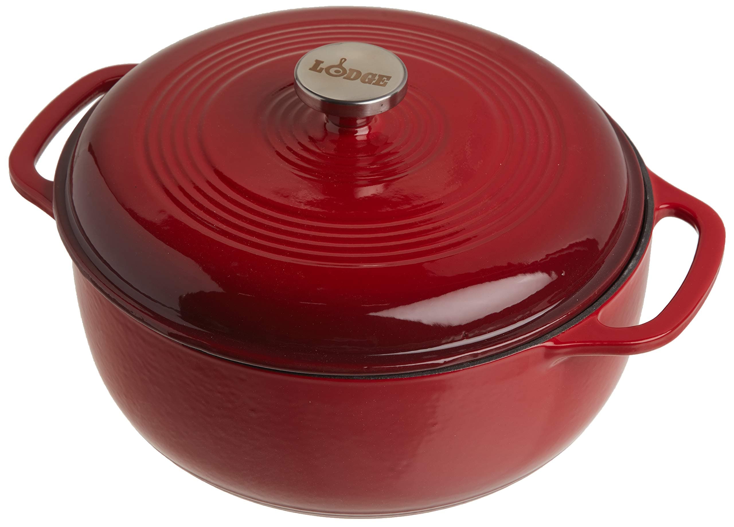 6 Quart Enameled Cast Iron Dutch Oven. Classic Red Enamel Dutch Oven (Island Spice Red)