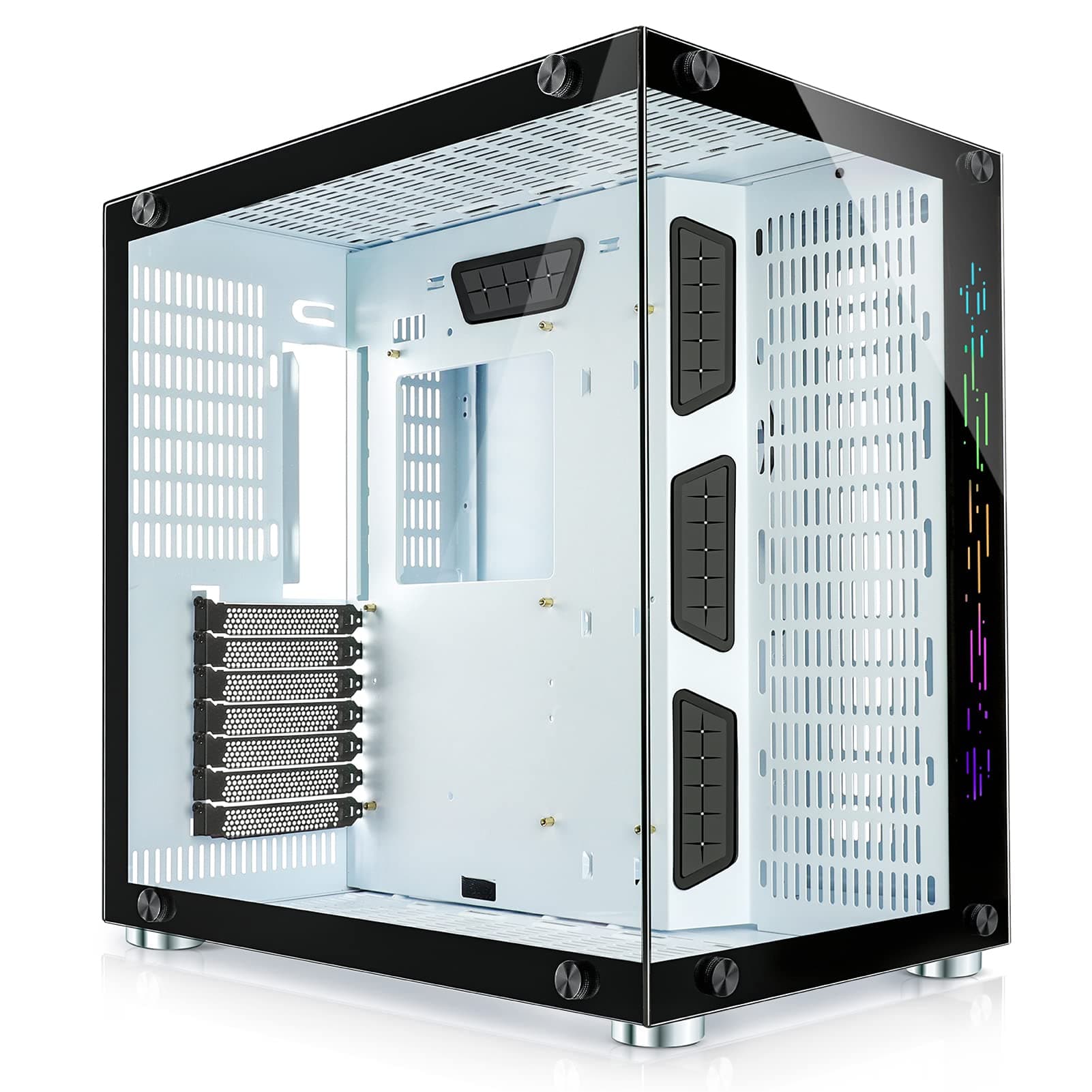 GIM ATX Gaming PC Case, 270° Full View Tempered Glass, 360MM RAD Support, Mid Tower Computer Case with Front Panel RGB Strip, USB 3.0 I/O Port & 2 Magnet Dust Filter, Fans are Not Included (White)