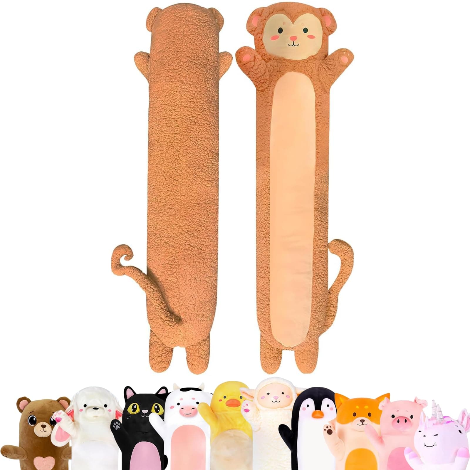 Monkey Big Plush Body Pillow Plush 23 inches, Monkey Pillow, Gift for Girlfriend, Soft Big Plushies Kawaii Stuff Gift for Kids and Adults