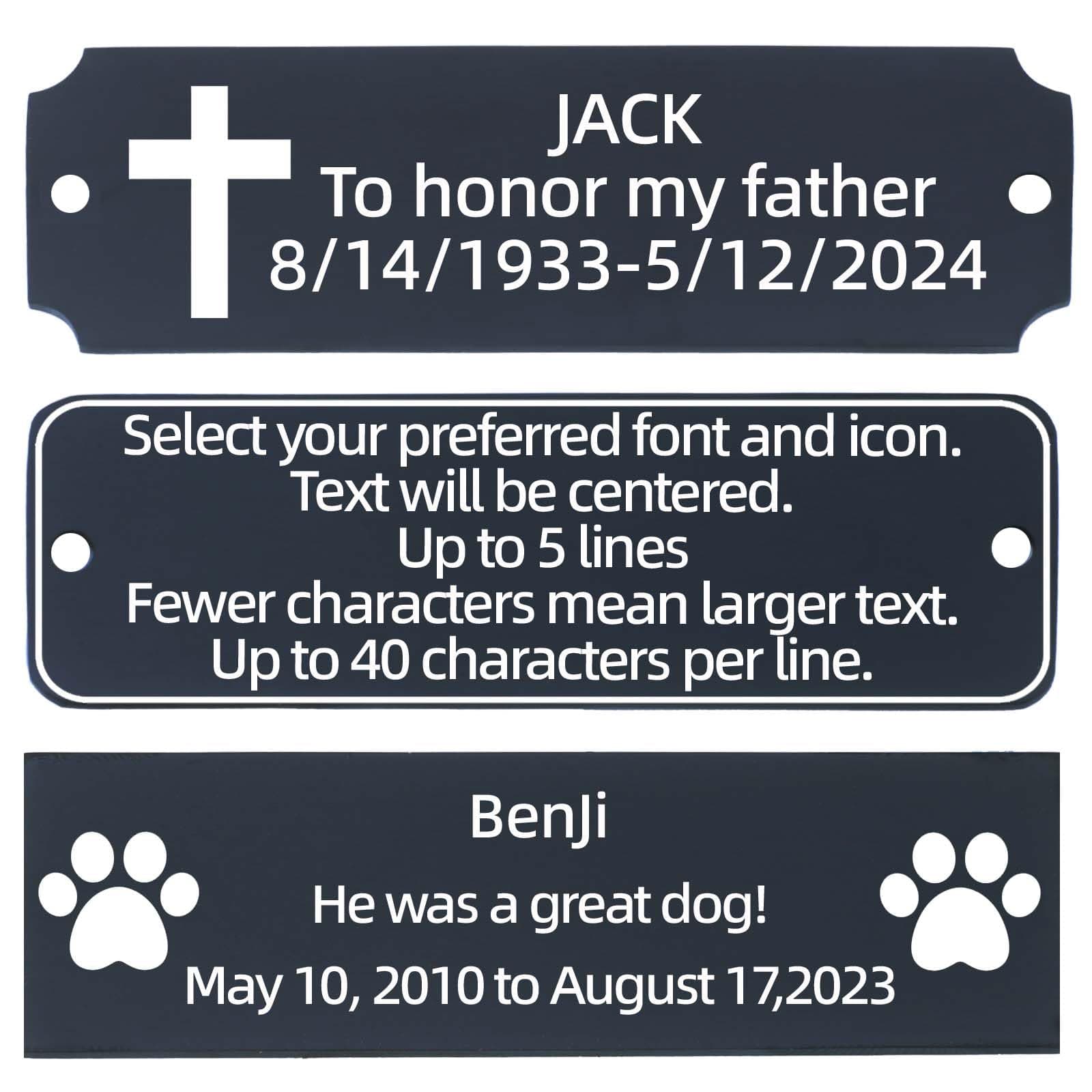 Black Custom Engraved Metal Name Plate,Black Personalized Name Plaque,Thickened Brushed Stainless Steel Custom Laser Engraving Plaques with Adhesive or Hole(with screws) 3“ x 1” or 3.9"x 1.3"