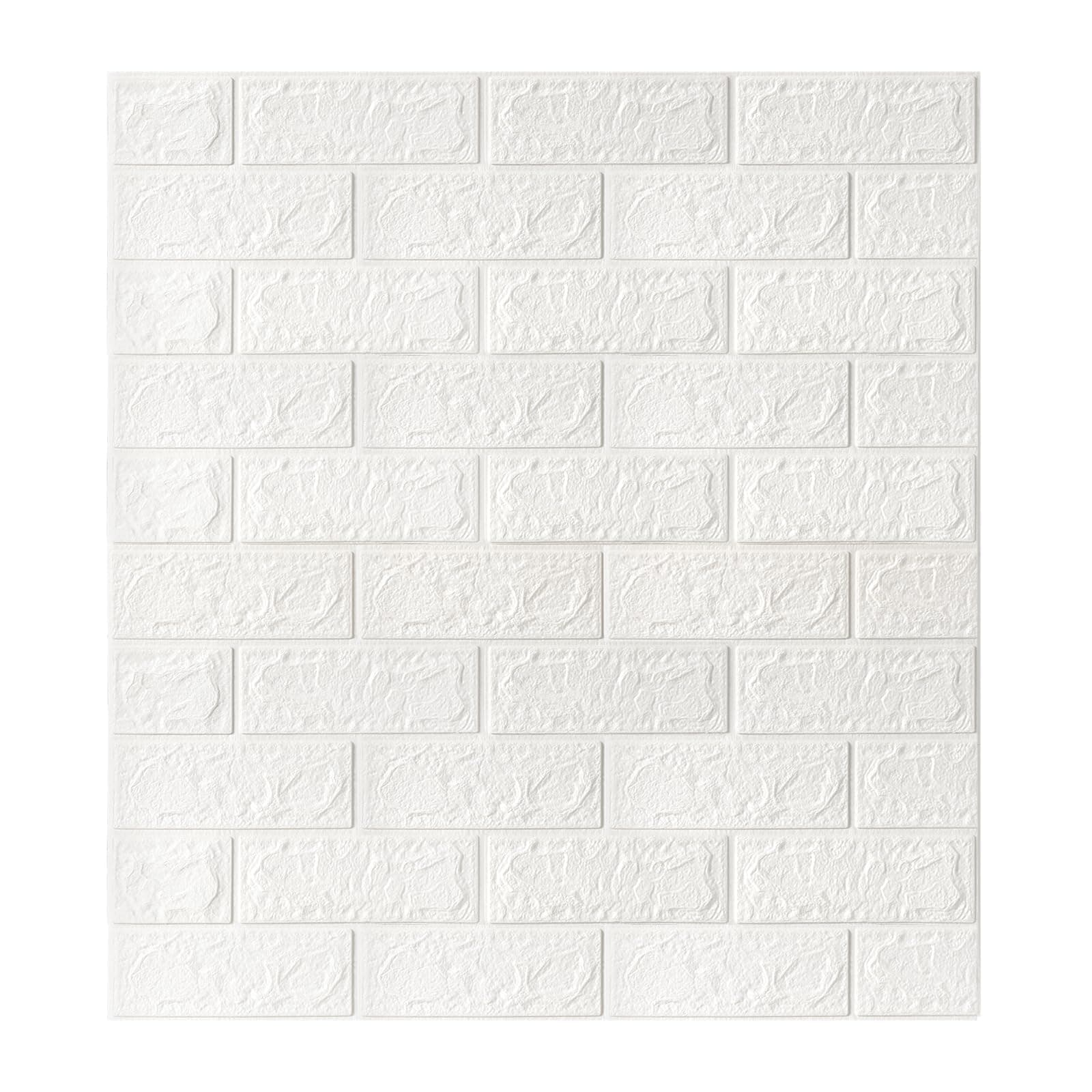 Trafagala 10pcs White Brick Wallpaper Wall Panels 70×77cm Brick Effect Wallpaper Self Adhesive DIY Wall Stickers Waterproof PE Foam Panel Wall Tiles for Bedroom Kitchen Living Room Bathroom Home