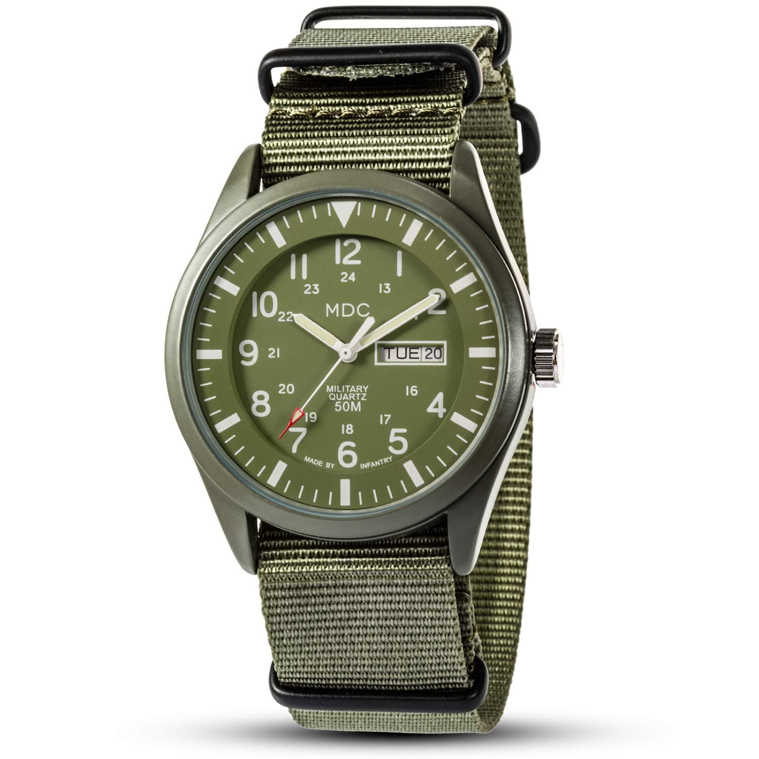Nylon Analog Men's Watch (Green Dial Green Colored Strap)