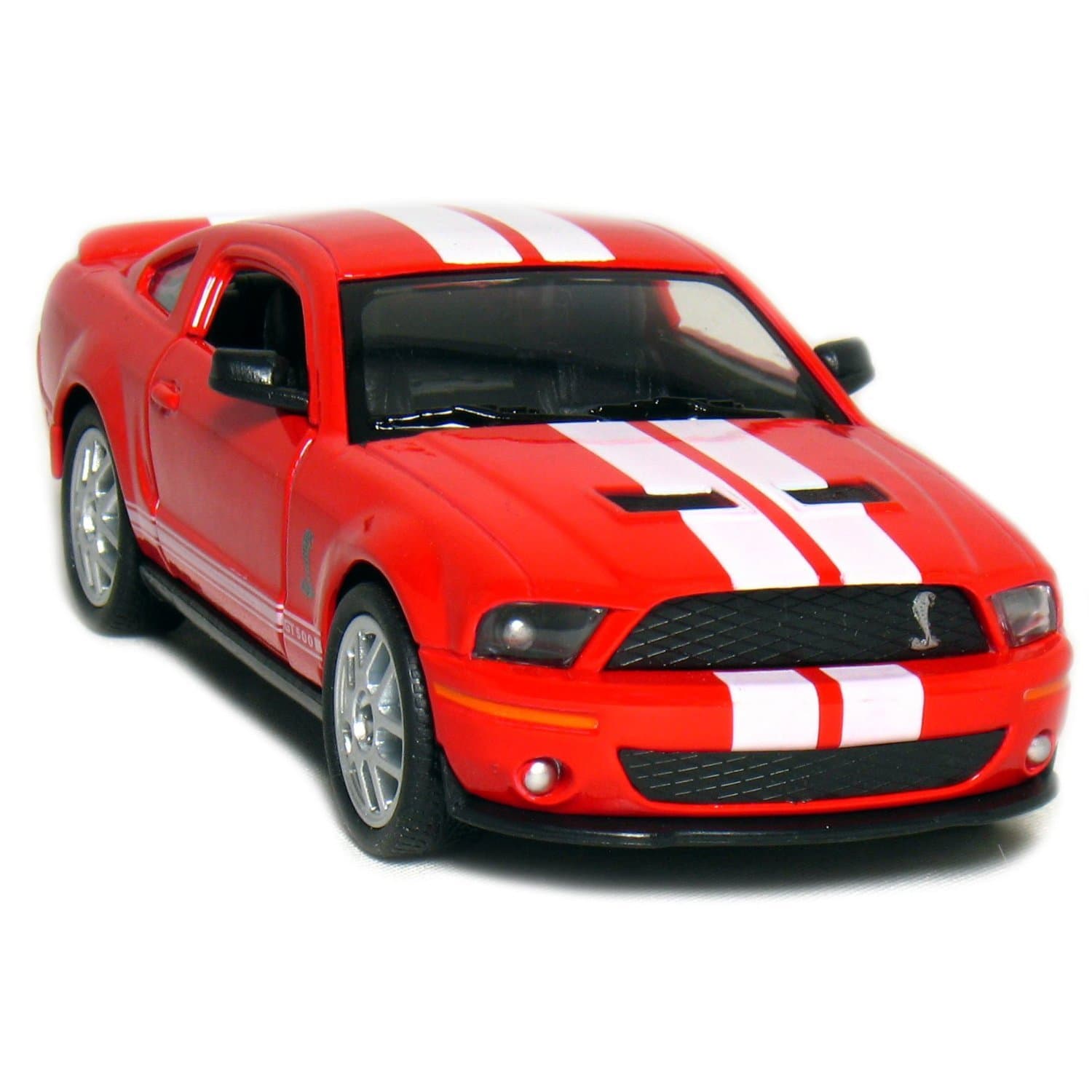 KiNSMART 2007 Ford Shelby GT500 with Racing Stripes 1:38 Scale 5 Inch Die Cast Metal Model Toy Muscle Car (Red)