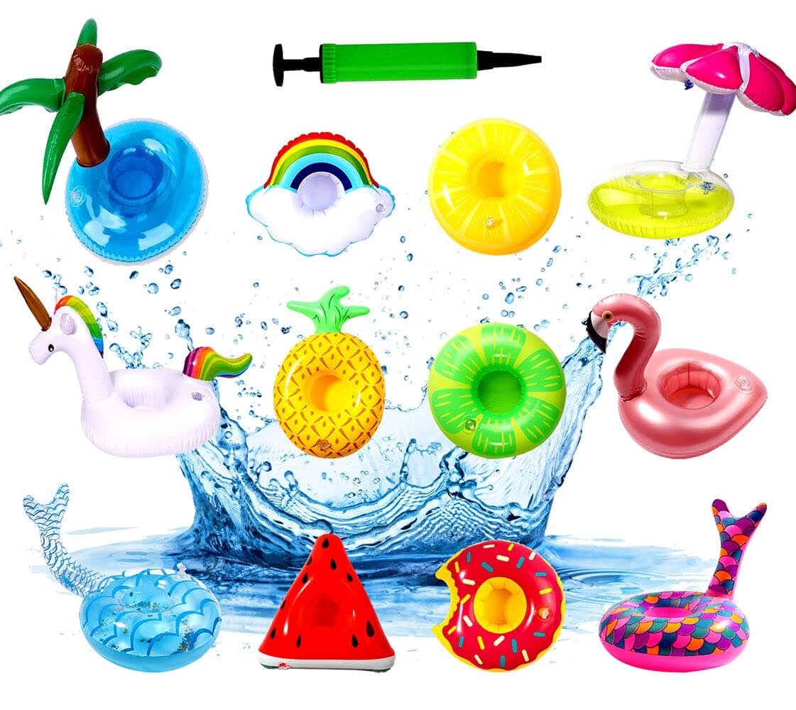 XIMISHOP 12pack Inflatable Drink Holder,Inflatable Cup Pool Drink Holder Floats Coasters for Summer Pool Party