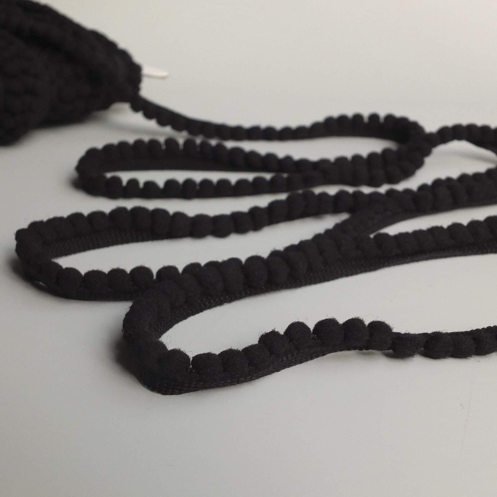 On Trend Fabrics Mini Pom Pom Bobble Plain Trim - 22 Colours (Black) Per Metre