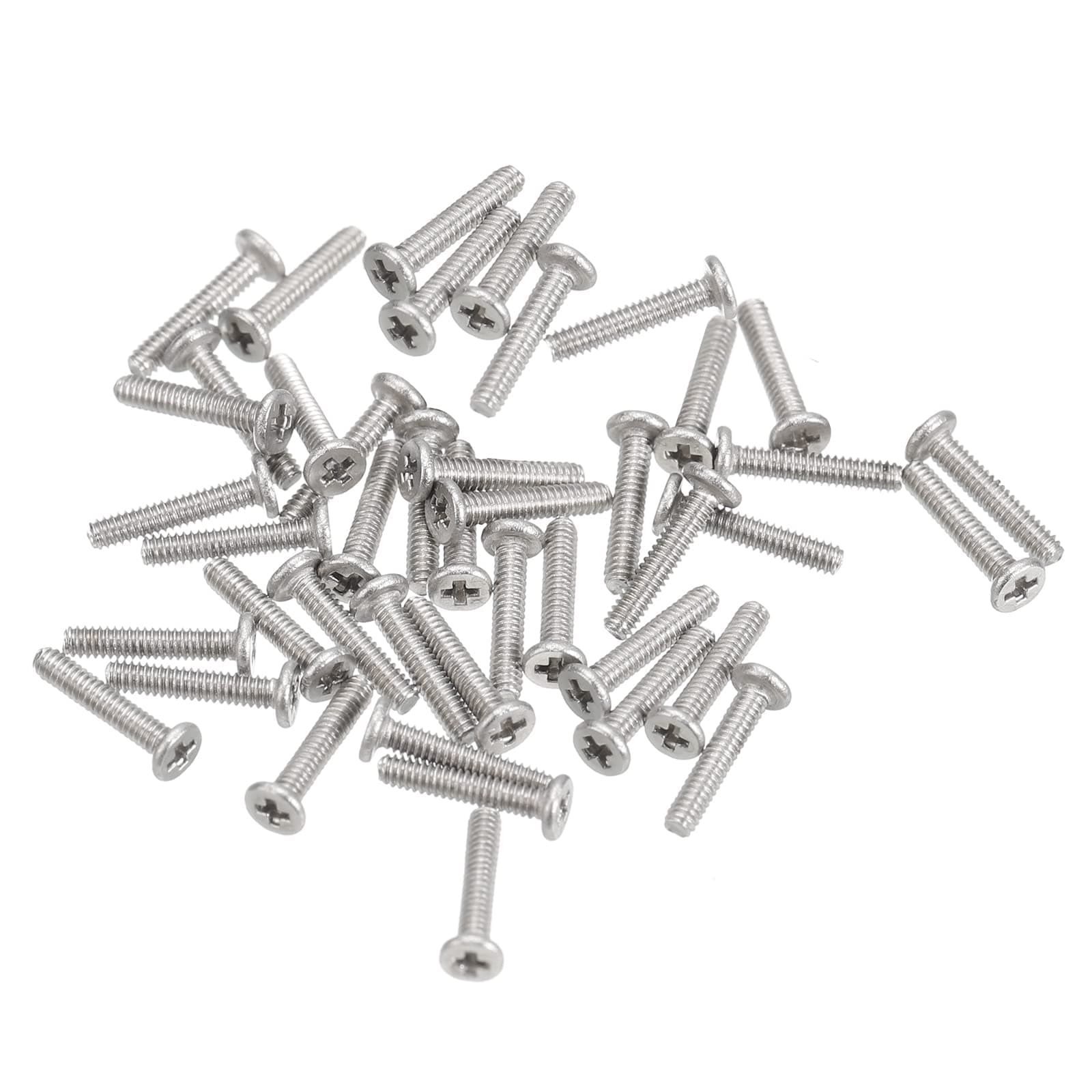uxcell M1.2-0.25 x 6mm 100Pcs Flat Round Head Screws 304 Stainless Steel Phillips Drive Machine Screws Hardware Fastener for Furniture Connection