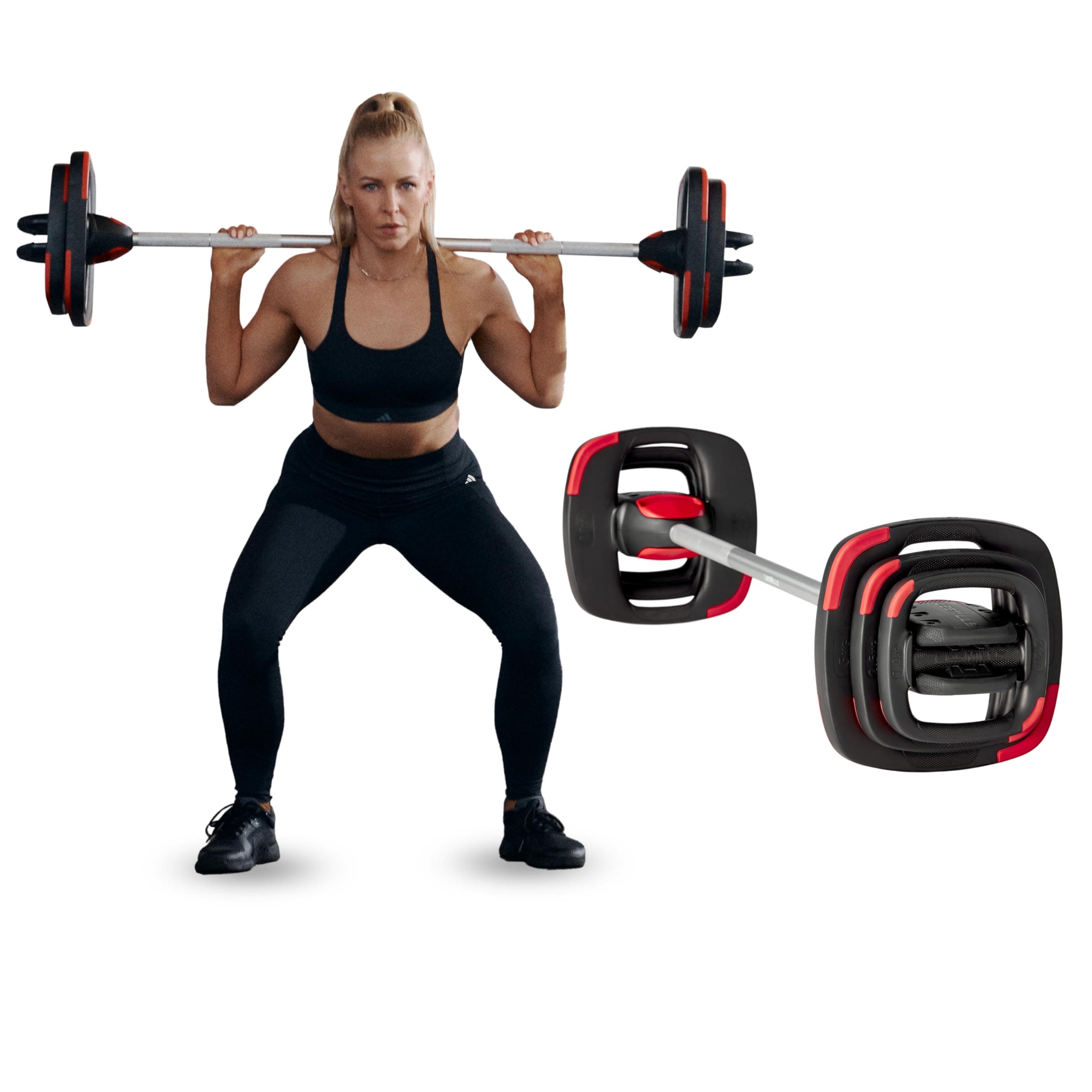 Les Mills™ SMARTBAR™ And Weight Plate Set Exercise Bundle for Total Body Workouts