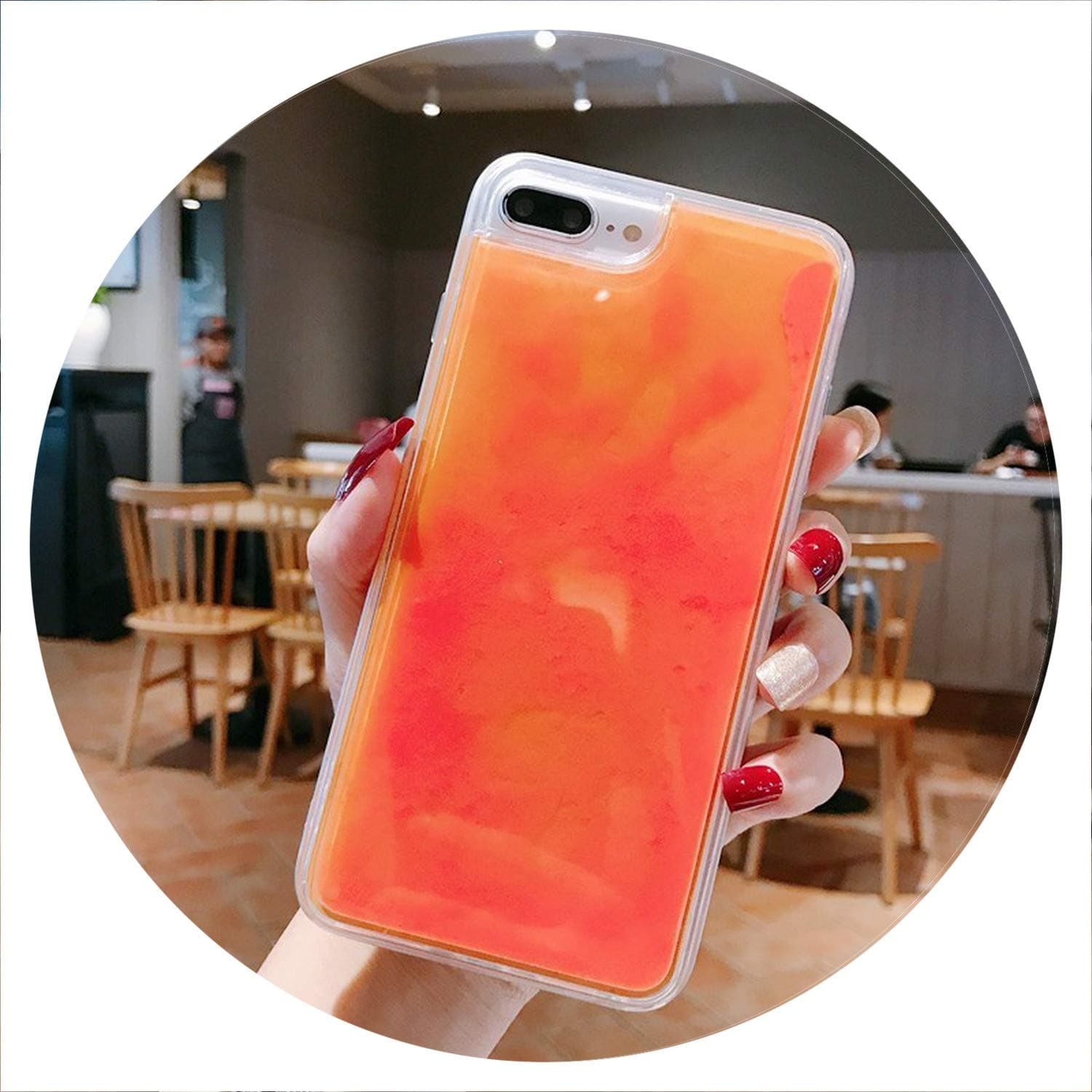 Luminous Neon Sand Case for iPhone Xr Xs Max X 6 6S S 7 8 Plus Glow in The Dark Liquid Glitter Quicksand Phone Cover Capa,Orange,for iPhone Xr