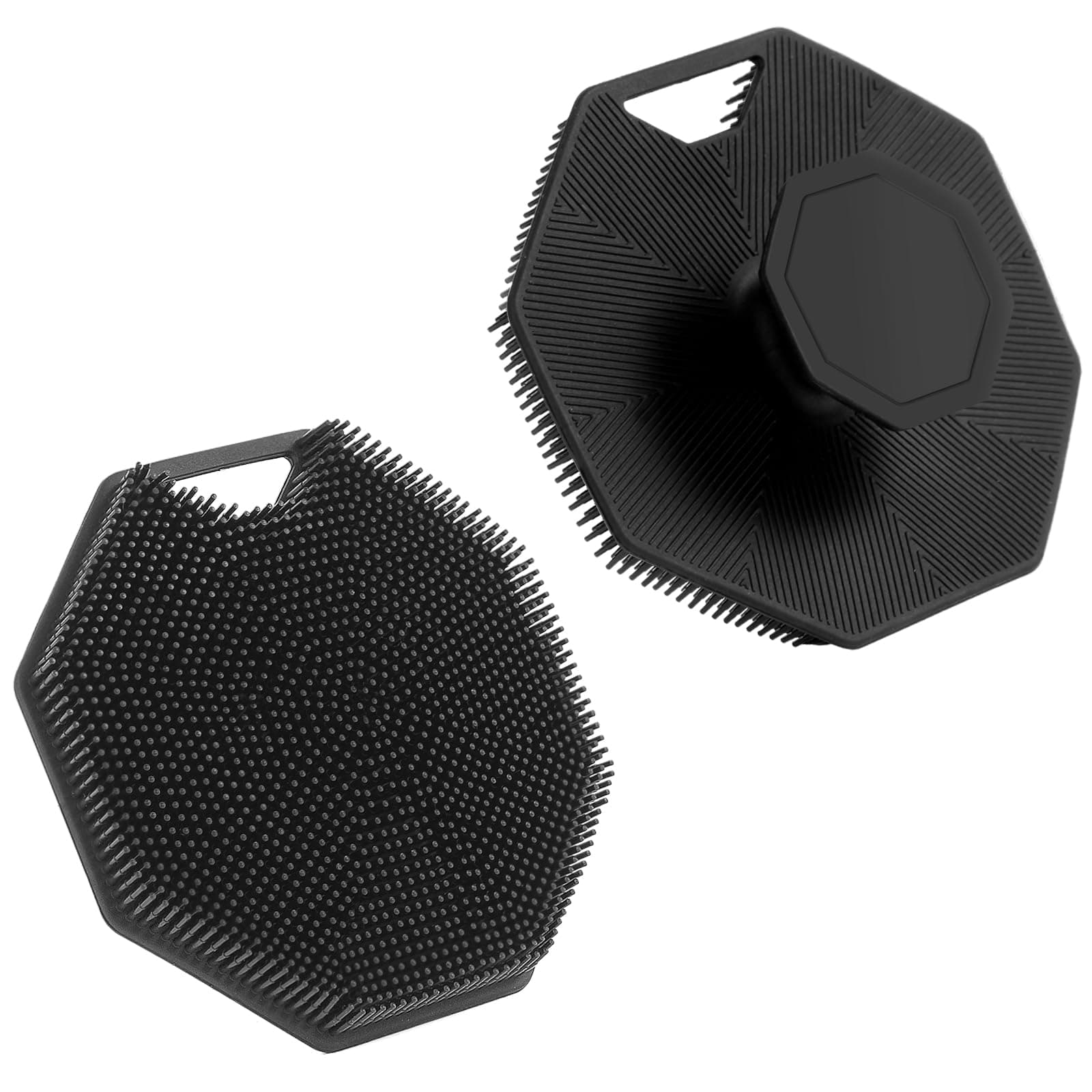 2Pack Silicone Body Scrubber, Body Buffer Exfoliating Brush with Silicone Loofah, Scalp Exfoliator Hair Shampoo Skin Cleaning Brush, Bath & Body Brushes for Men Women use in Shower (2Pack)