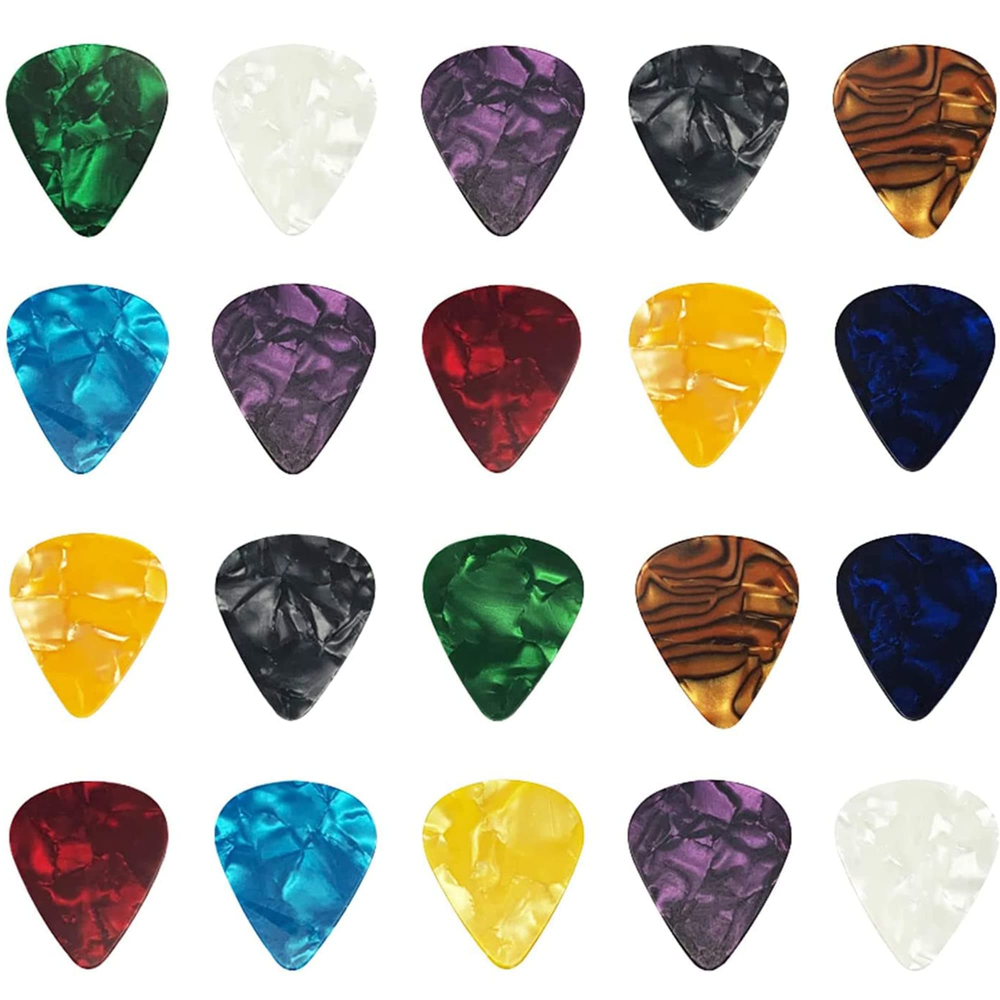 Guitar Picks,20 Pieces Guitar Pick,4 Different Thickness Non-slip Plectrums for Electric Acoustic Brass Guitar (0.5mm 0.75mm 1.0mm 1.2mm)