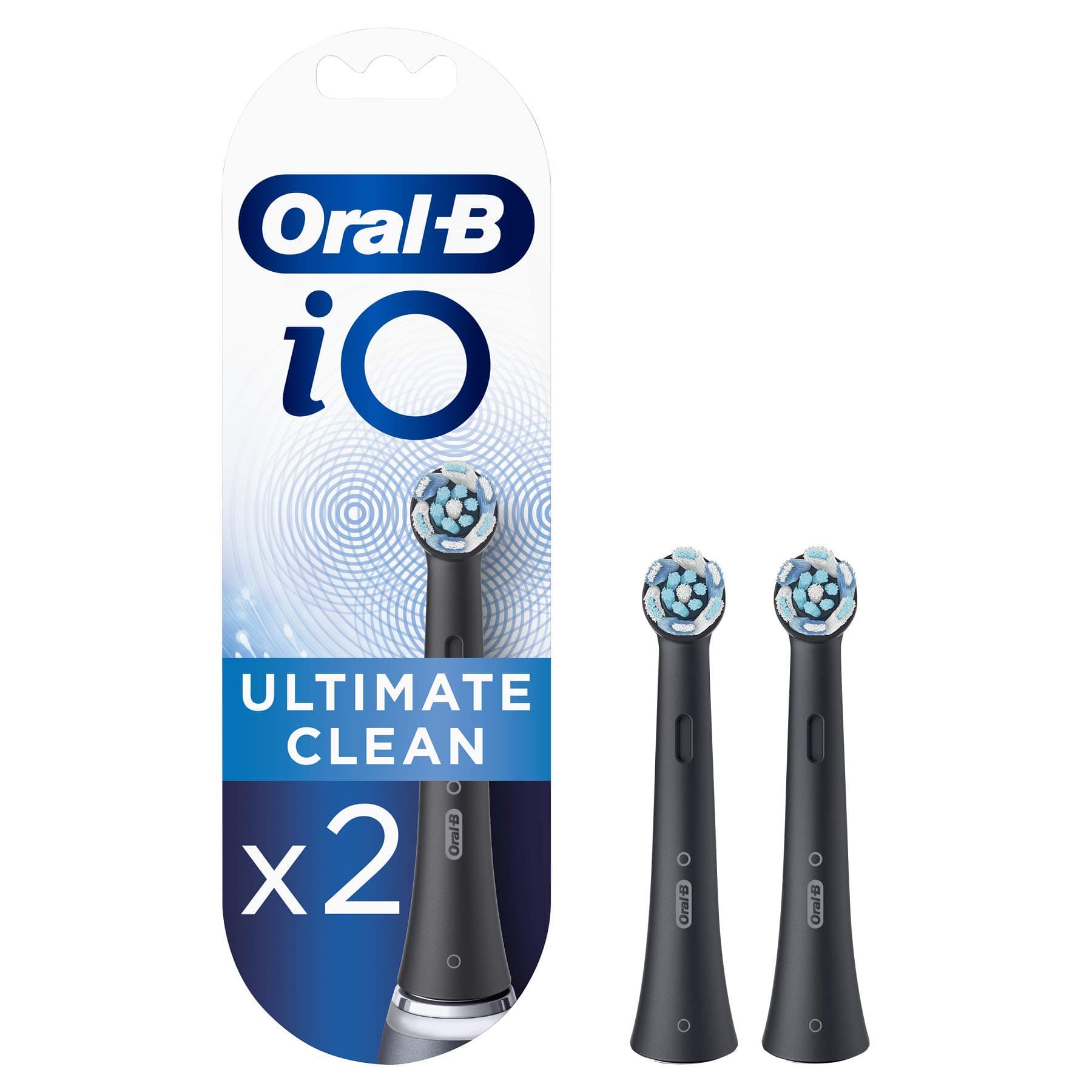 iO Ultimate Clean Electric Toothbrush Head, Twisted & Angled Bristles for Deeper Plaque Removal, Pack of 2 Toothbrush Heads, Black